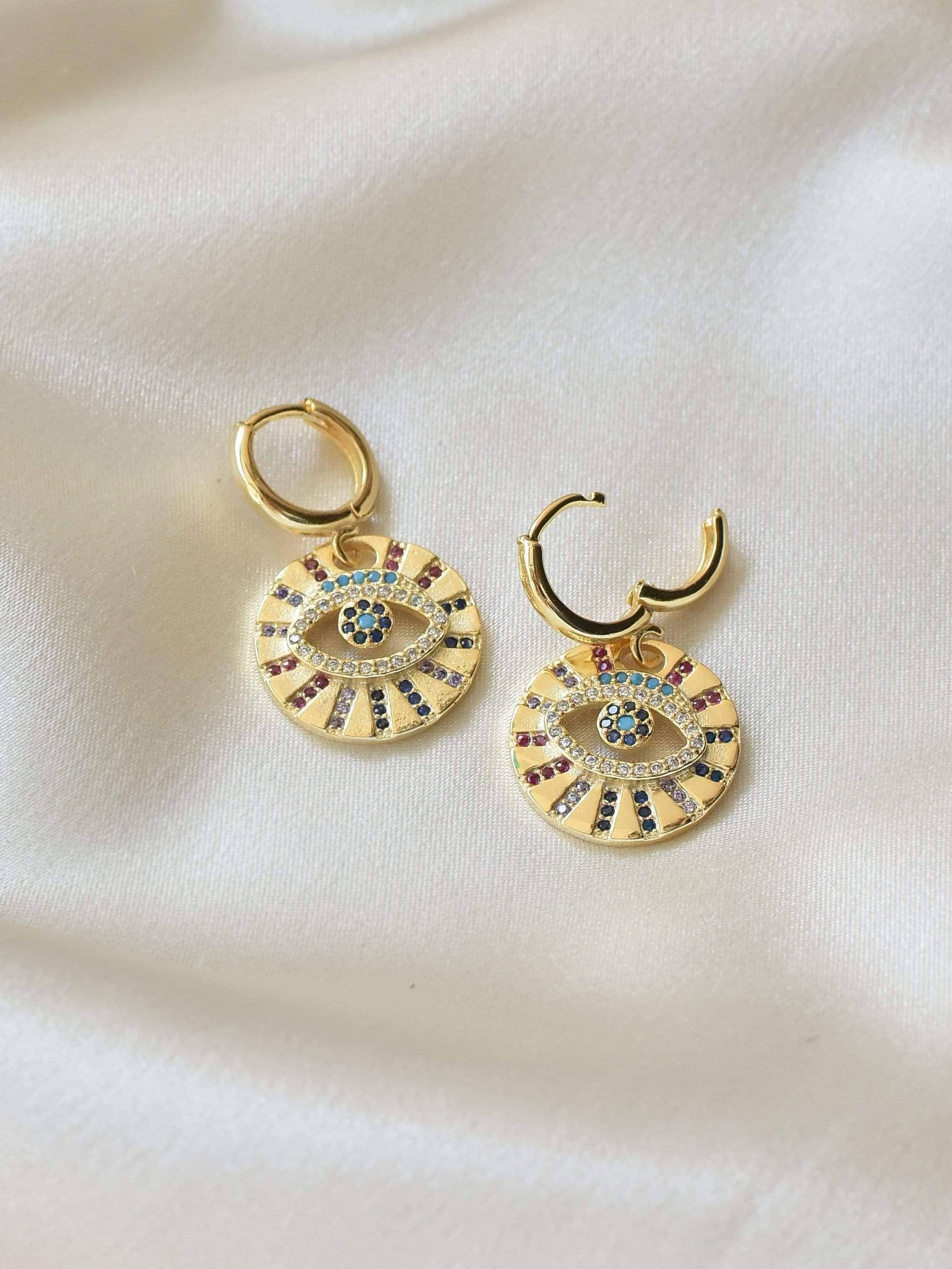 Klissaa Earrings Evil Eye Medallion Earring