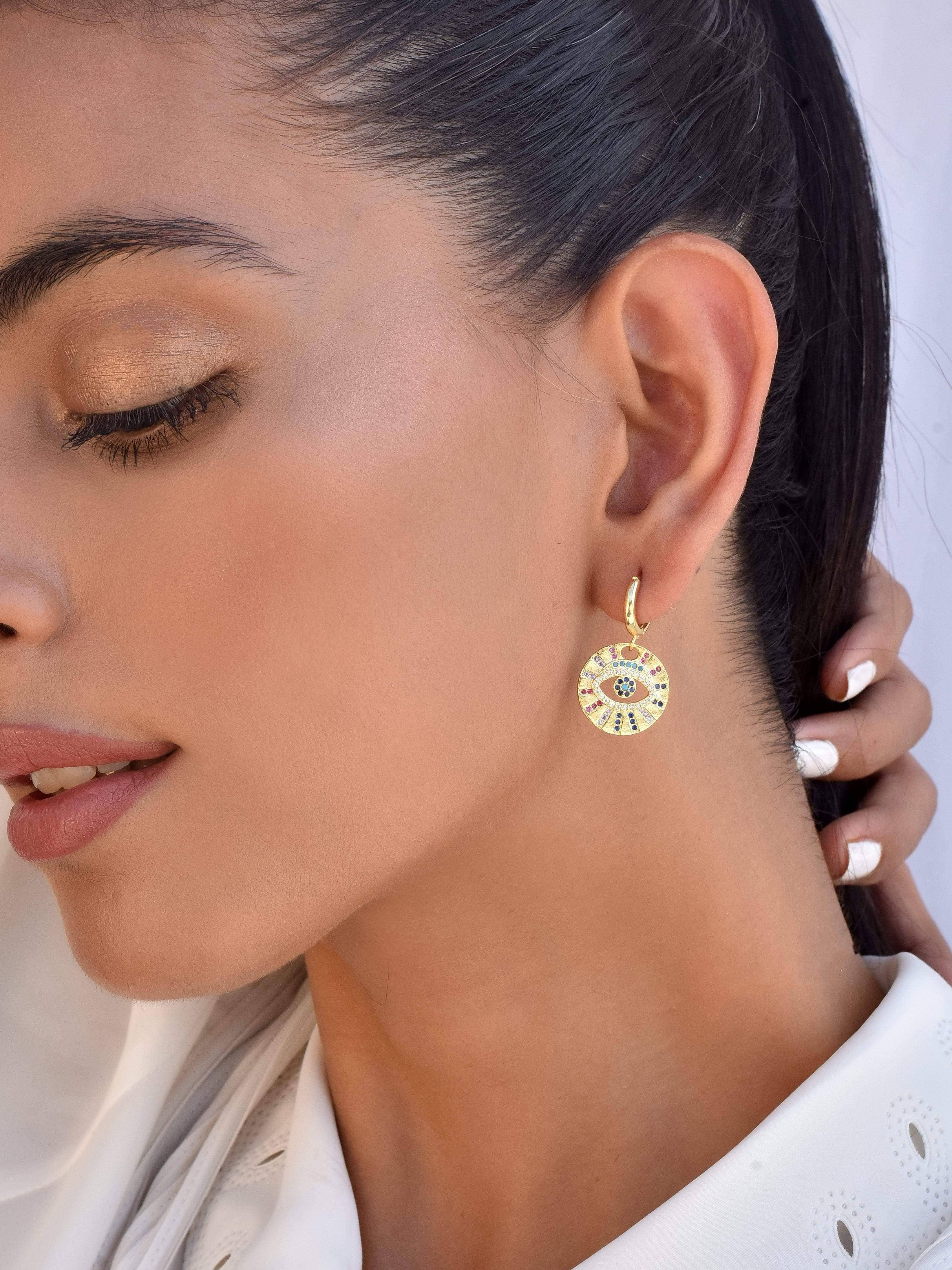 Klissaa Earrings Evil Eye Medallion Earring