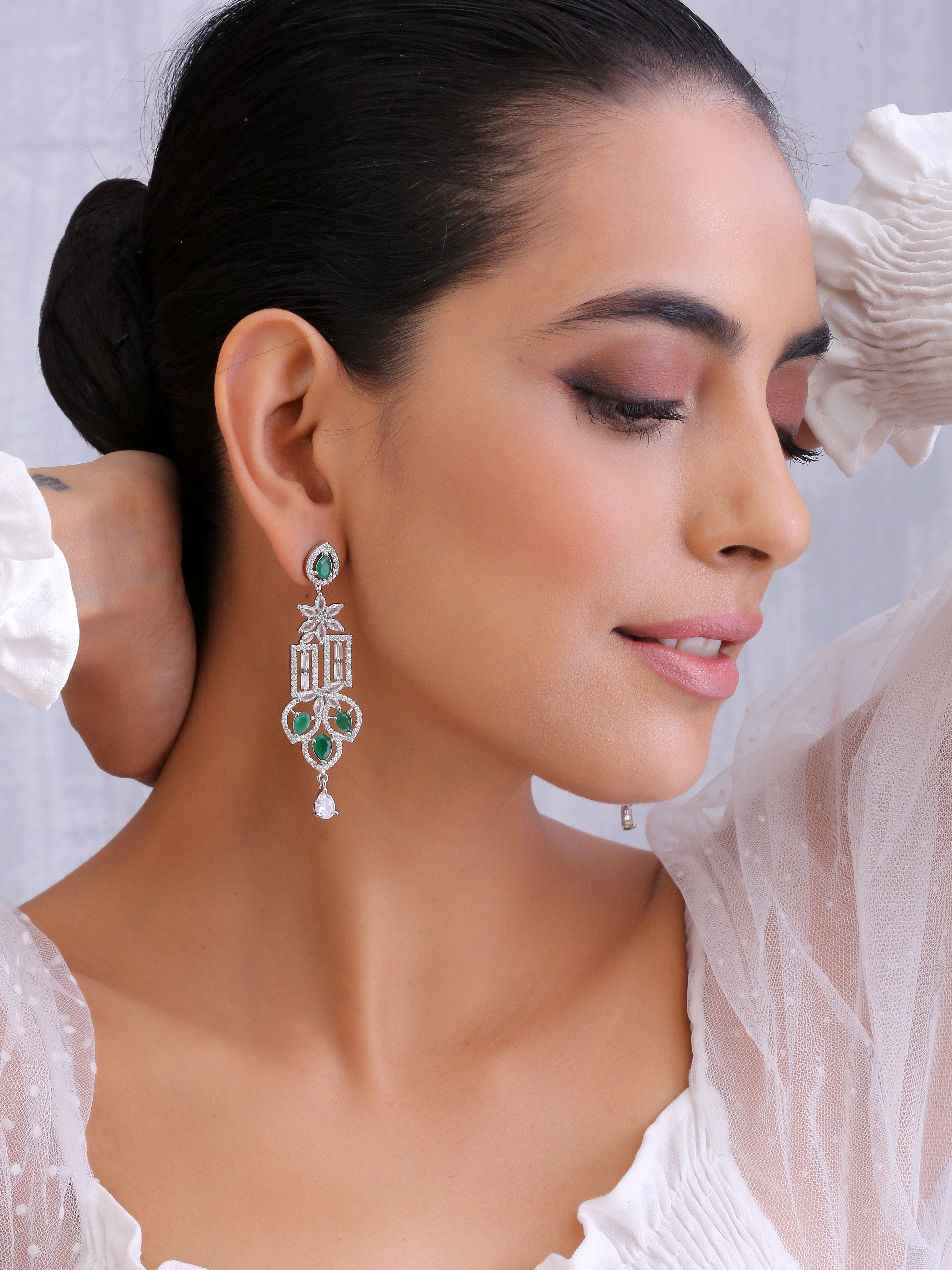 Klissaa Earrings Midnight Green Diamante Earrings