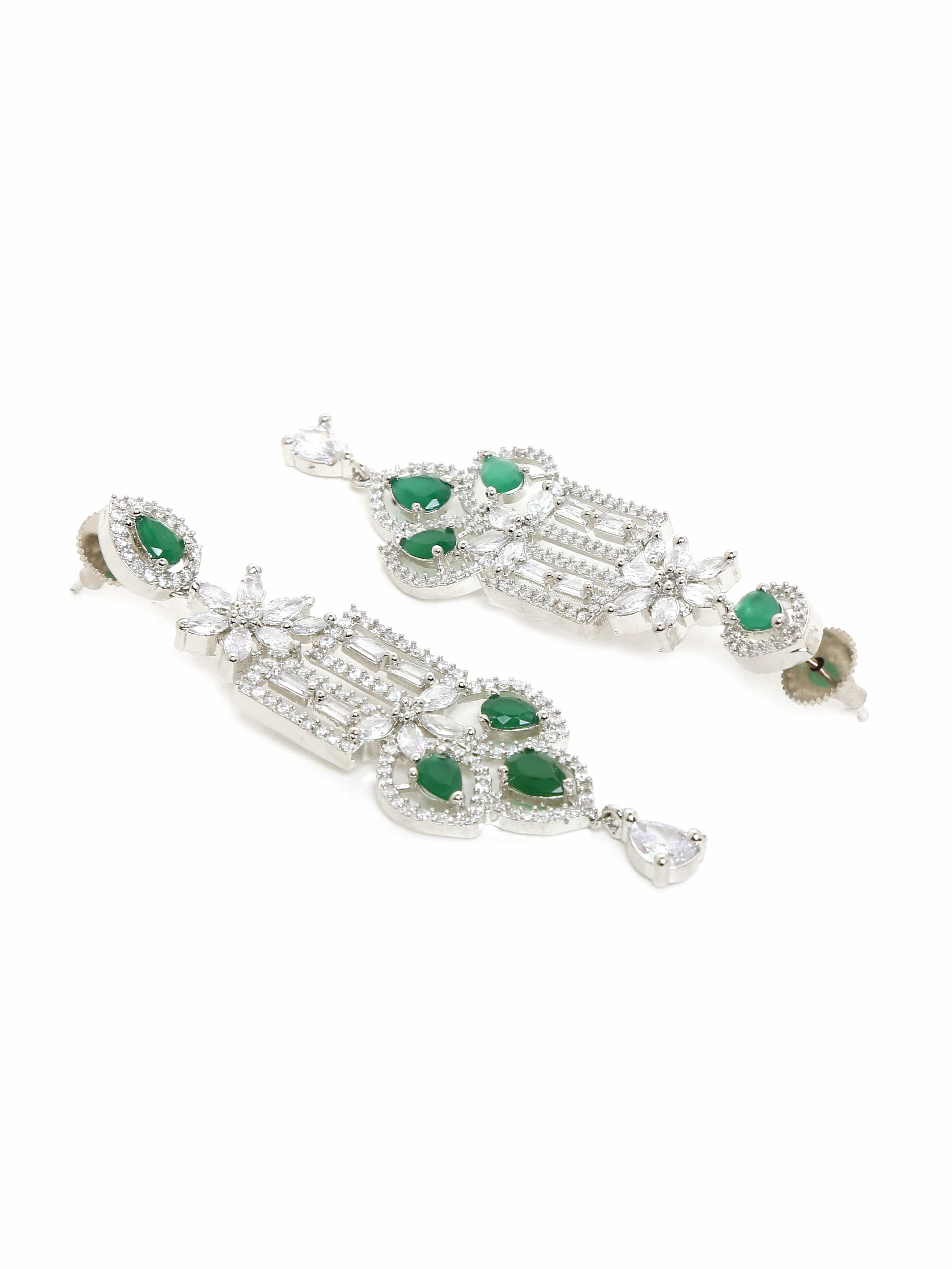 Klissaa Earrings Midnight Green Diamante Earrings