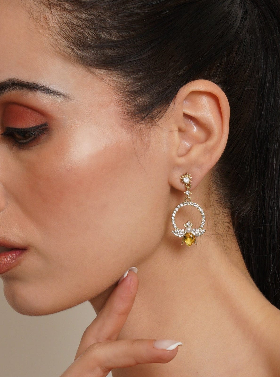 Klissaa earrings Sapphire Bee Dangler Earrings