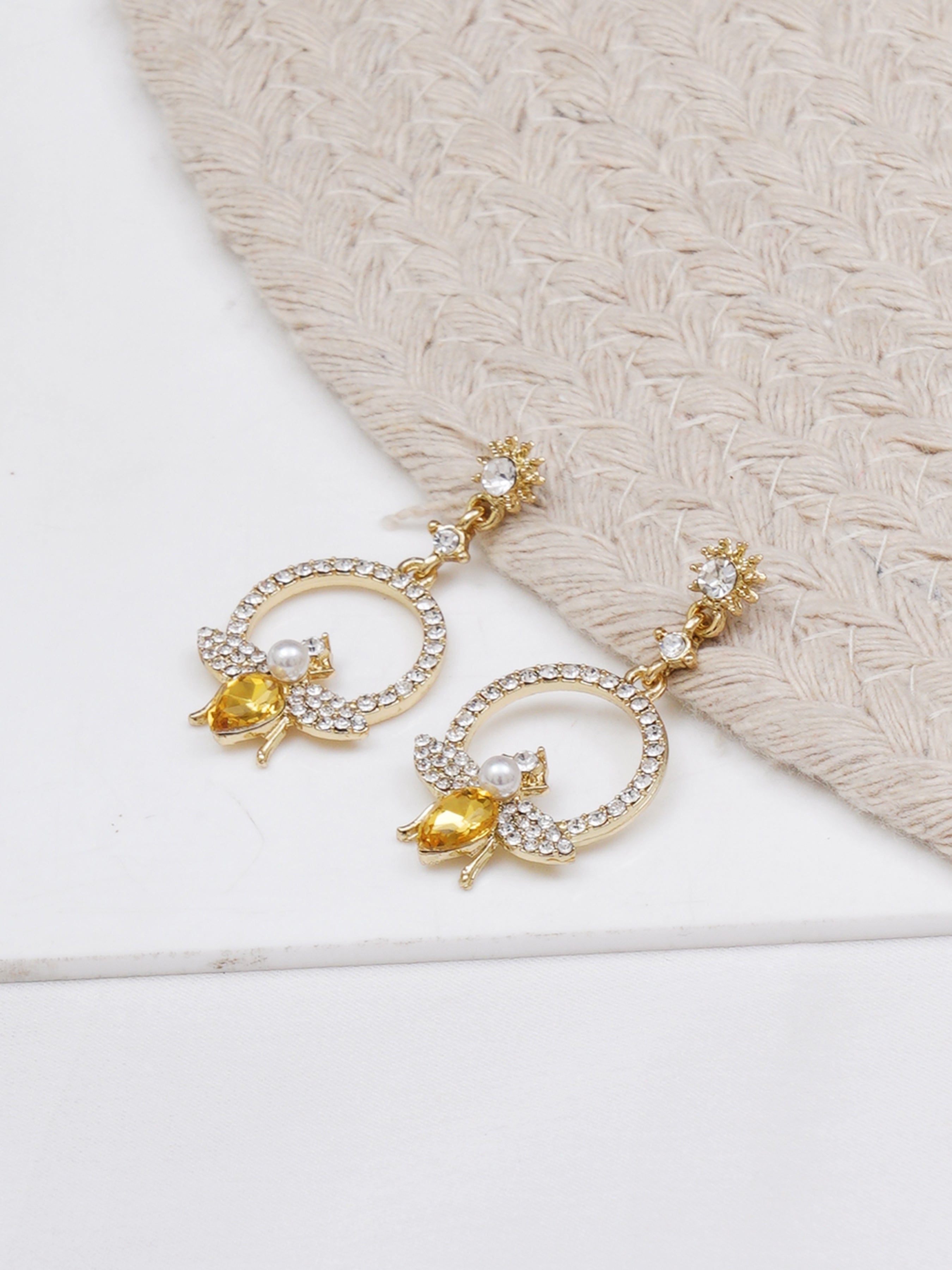 Klissaa earrings Sapphire Bee Dangler Earrings