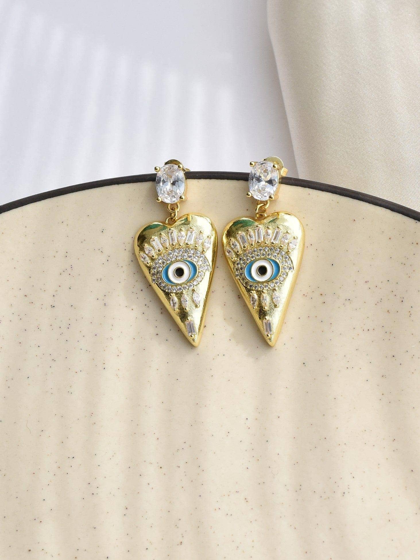 Klissaa earrings Triangular Evil Eye Drop Earrings