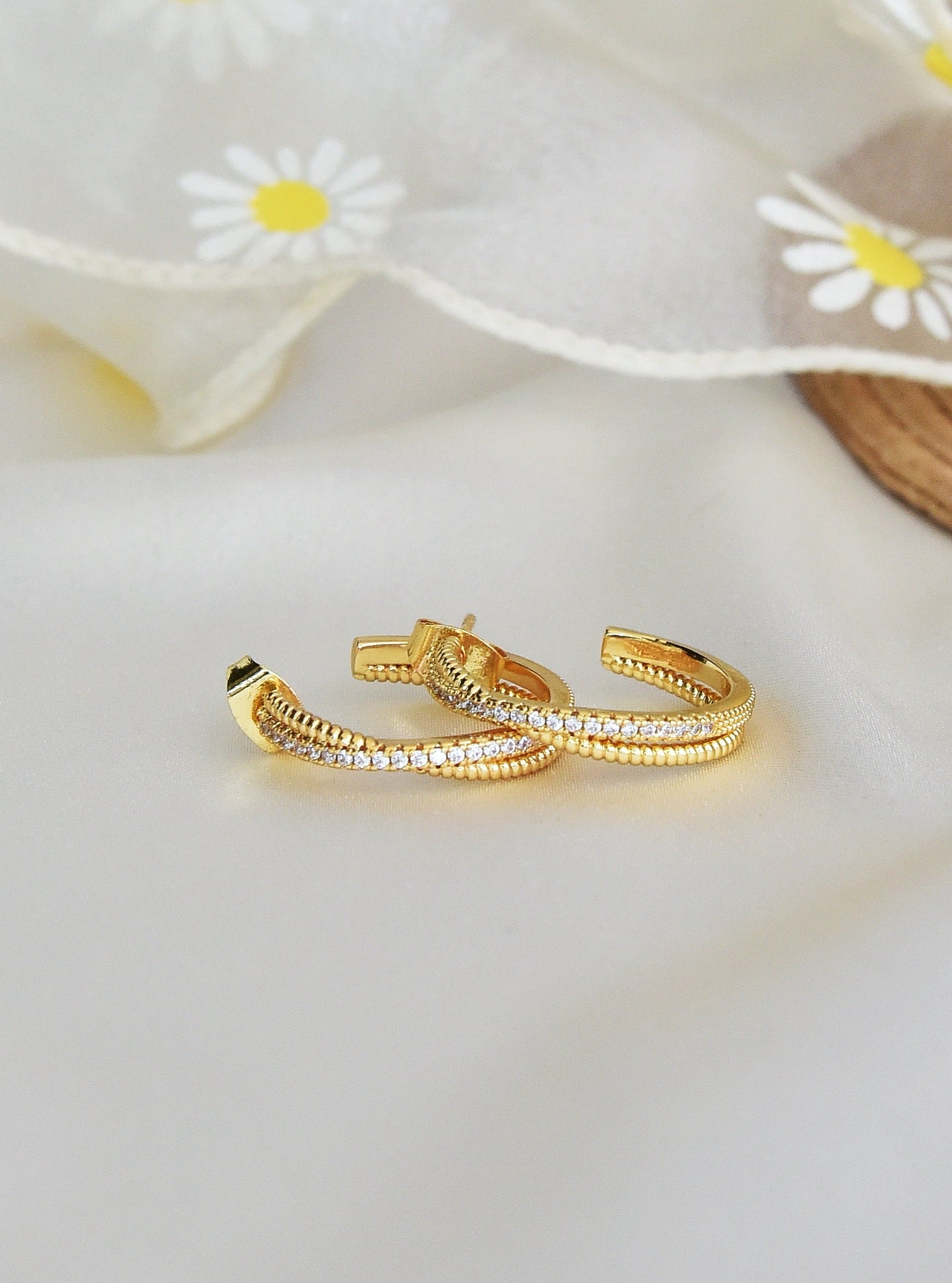 Klissaa Earrings Tripe Twist Hoop Earrings