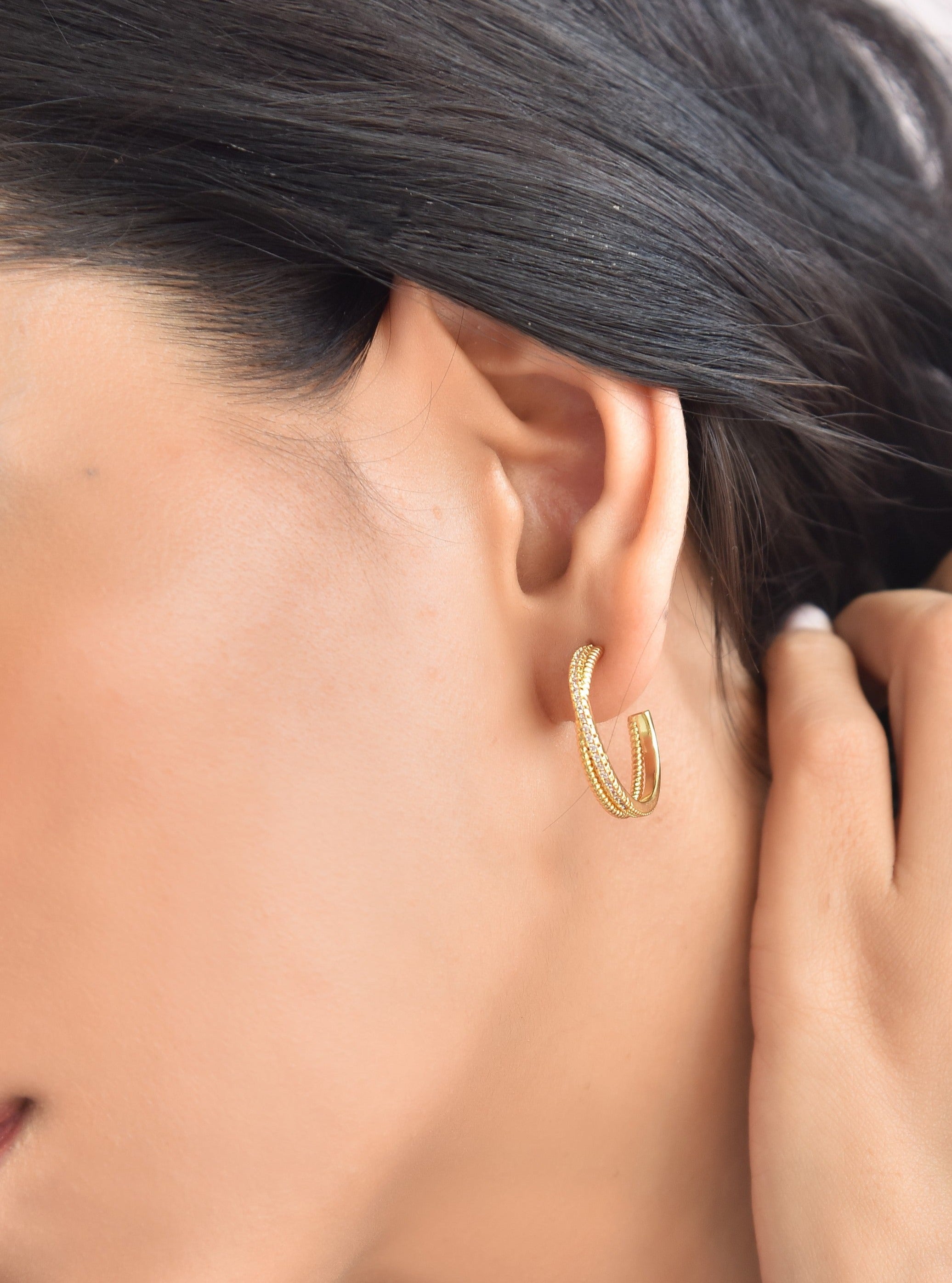 Klissaa Earrings Tripe Twist Hoop Earrings