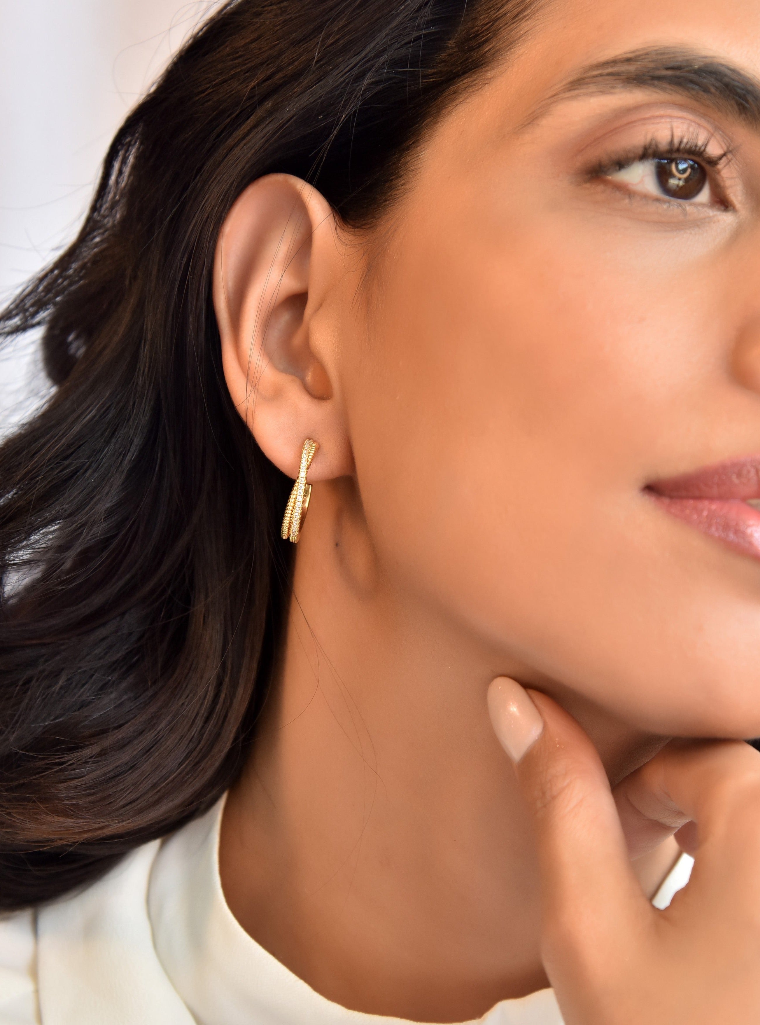 Klissaa Earrings Tripe Twist Hoop Earrings