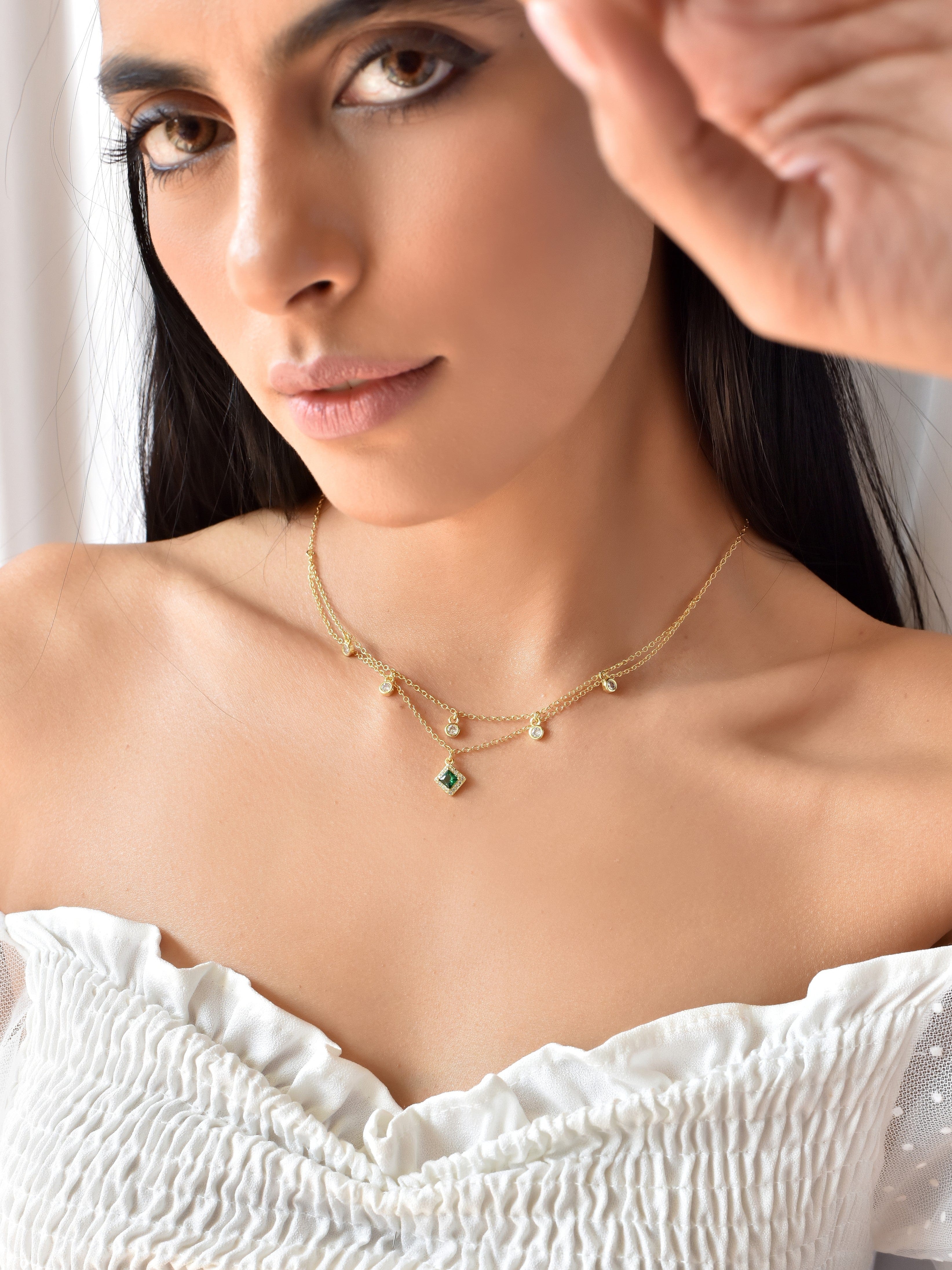 Klissaa necklace Emerald Olivia Layered Necklace