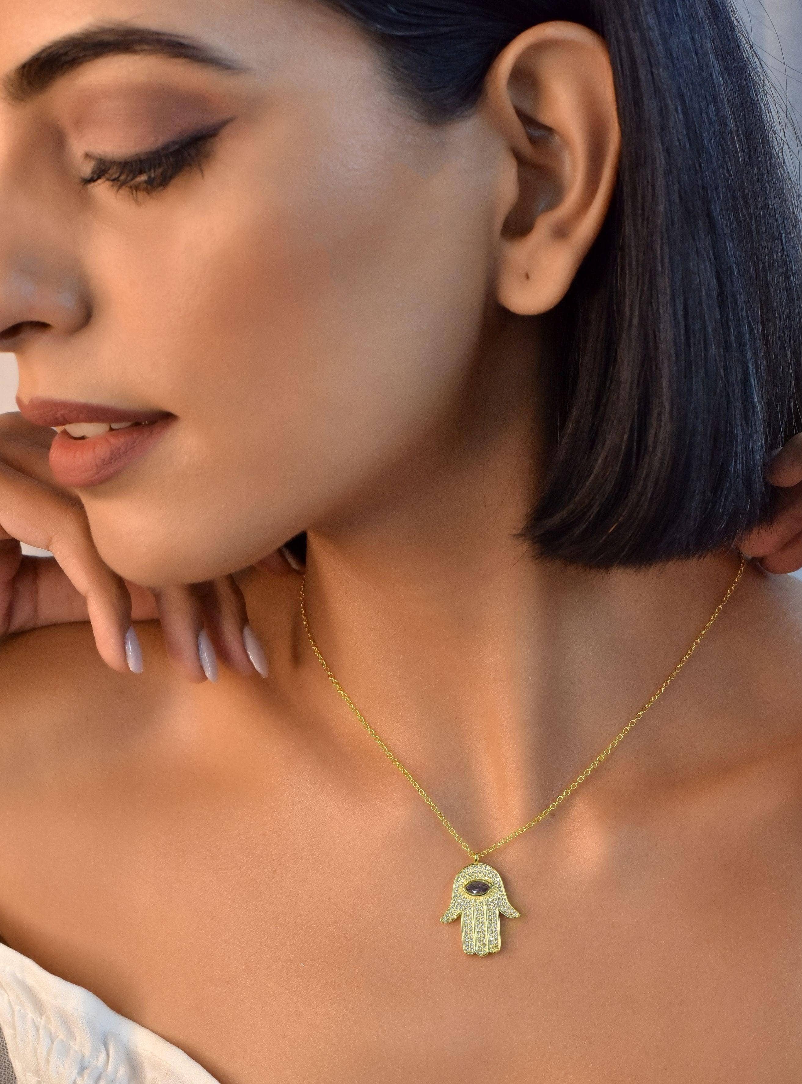 Klissaa necklace Large Hamsa Pendant Necklace