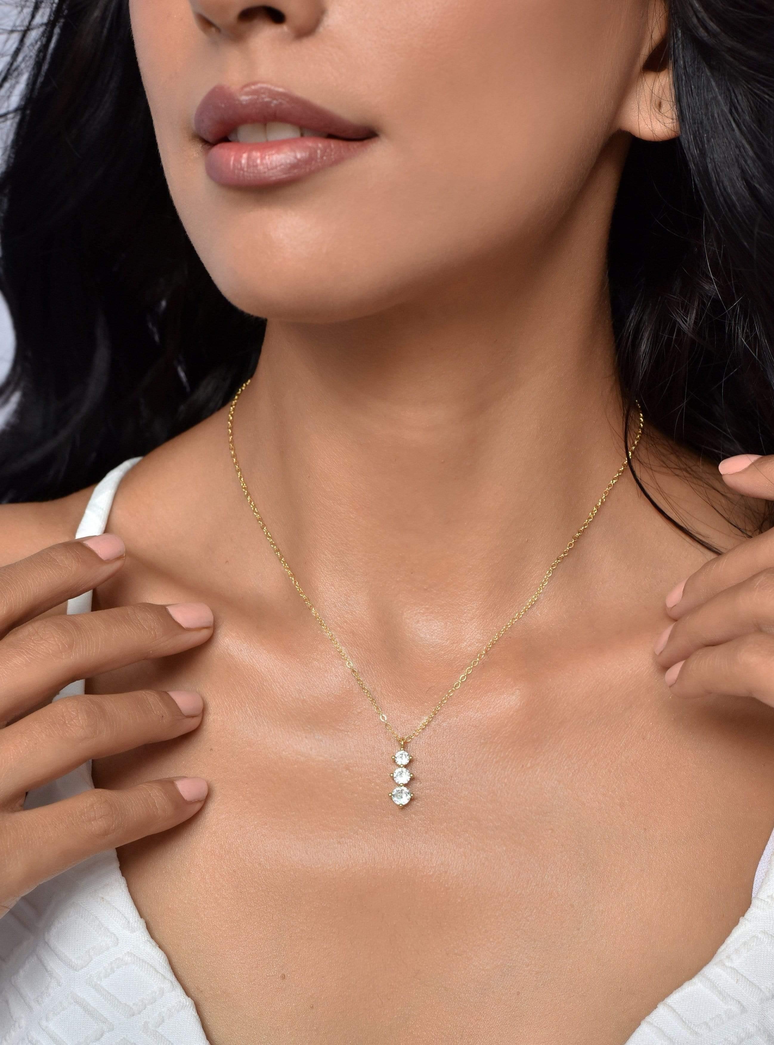Klissaa necklace Solitaire Trio Gold Plated Necklace