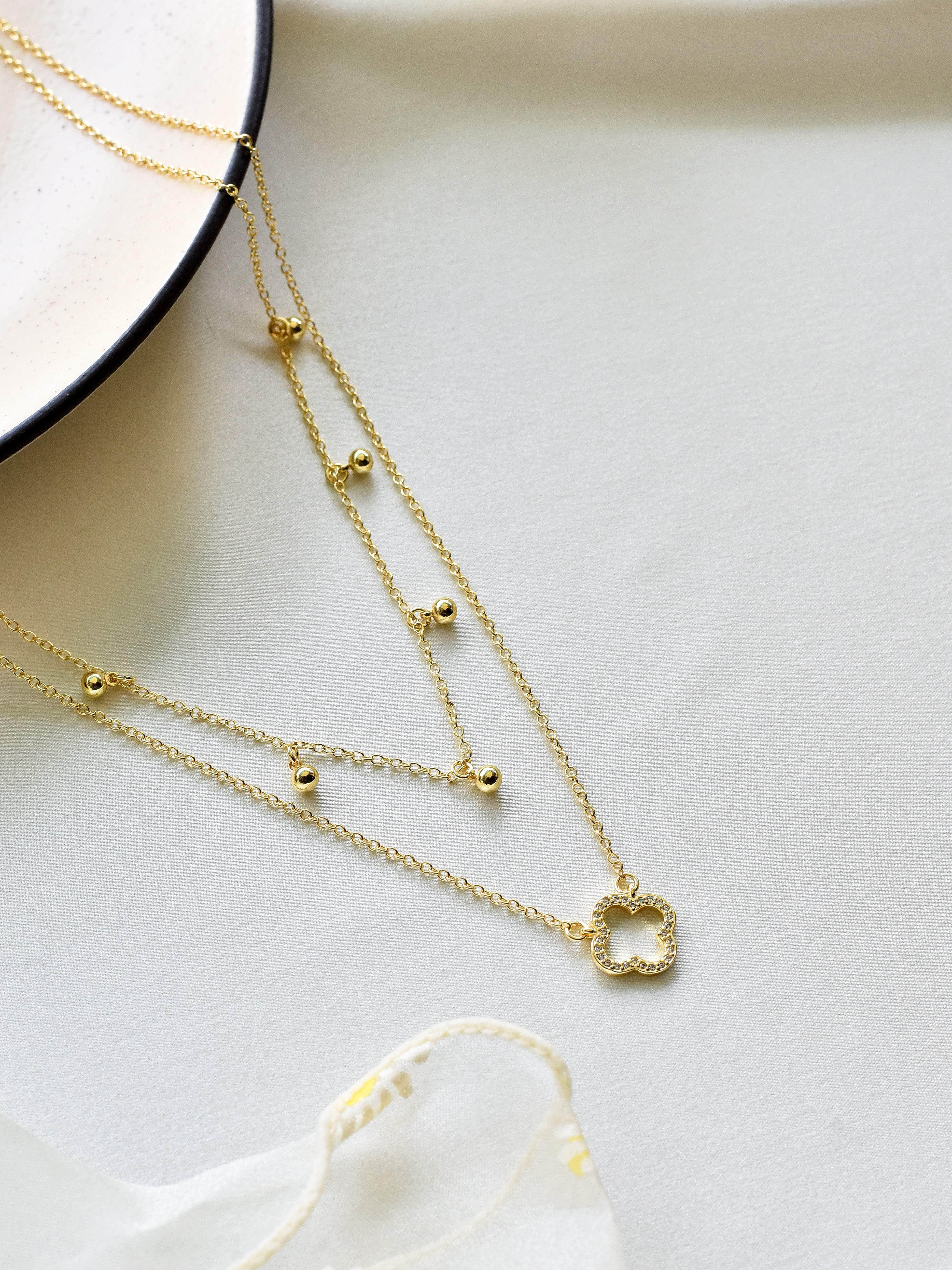 Klissaa Necklaces Clover Charm Layered Necklace