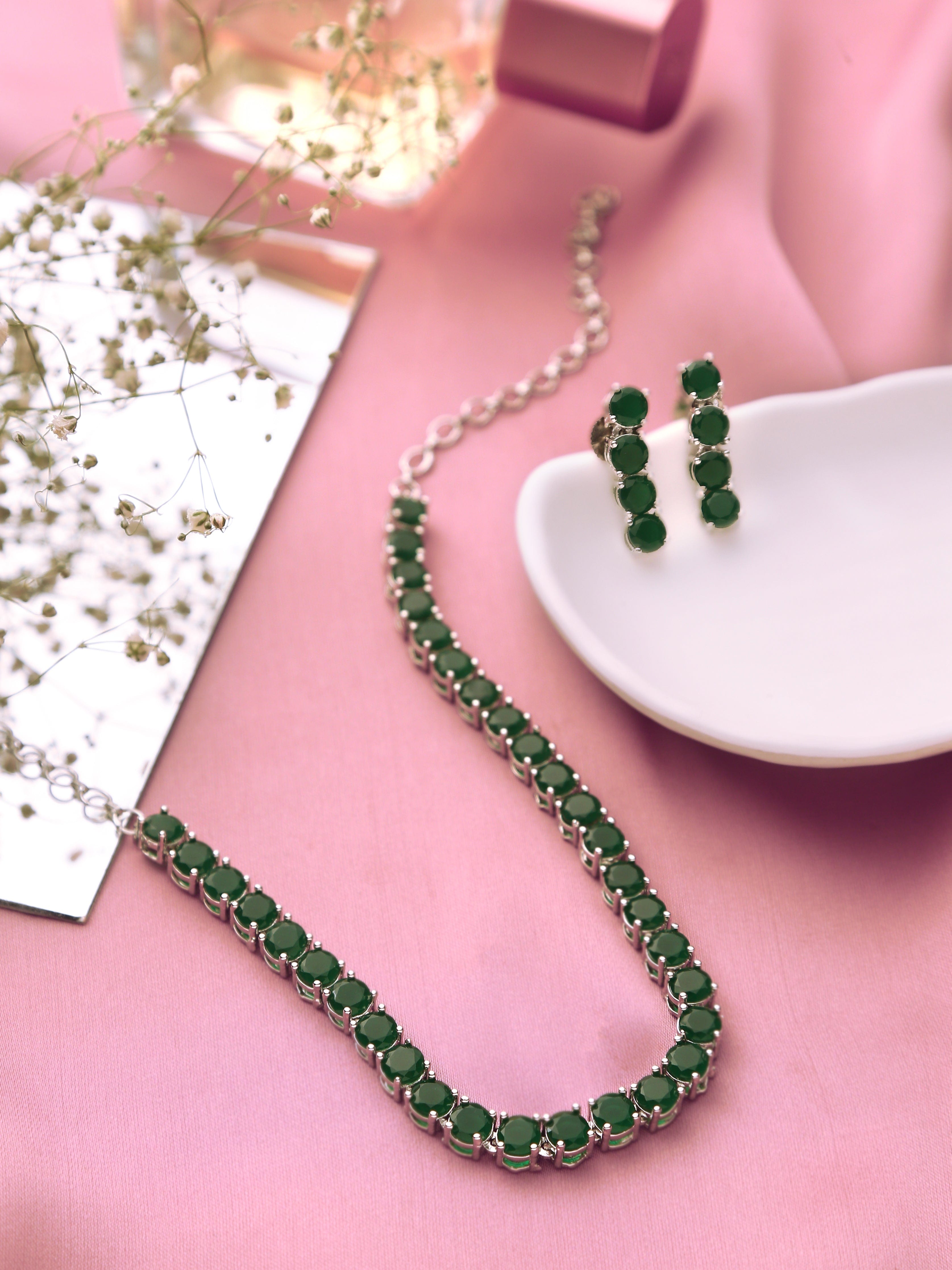 Klissaa Necklaces Emerald Green Necklace Set