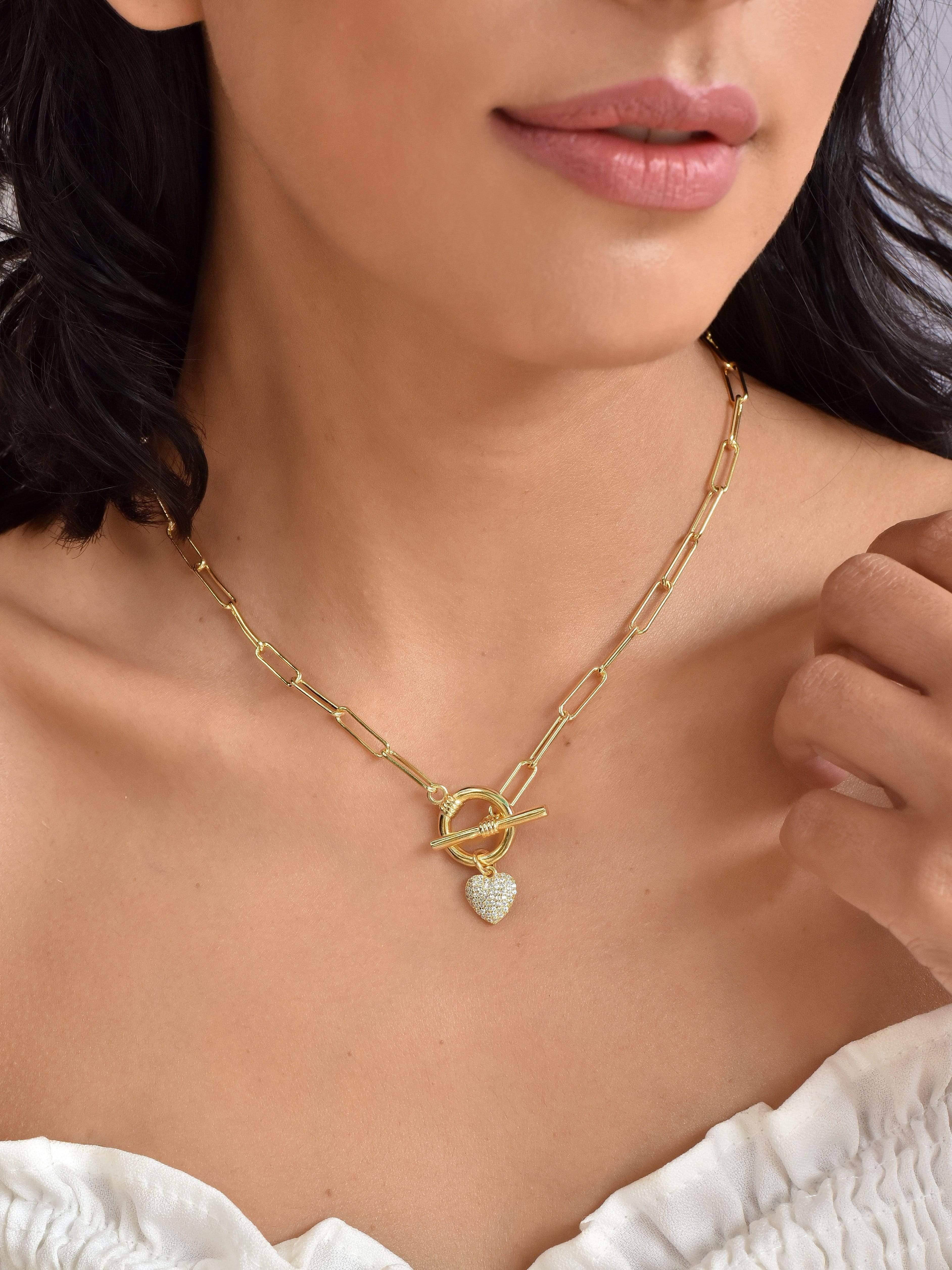 Klissaa Necklaces Klissaa Golden Love Statement Necklace