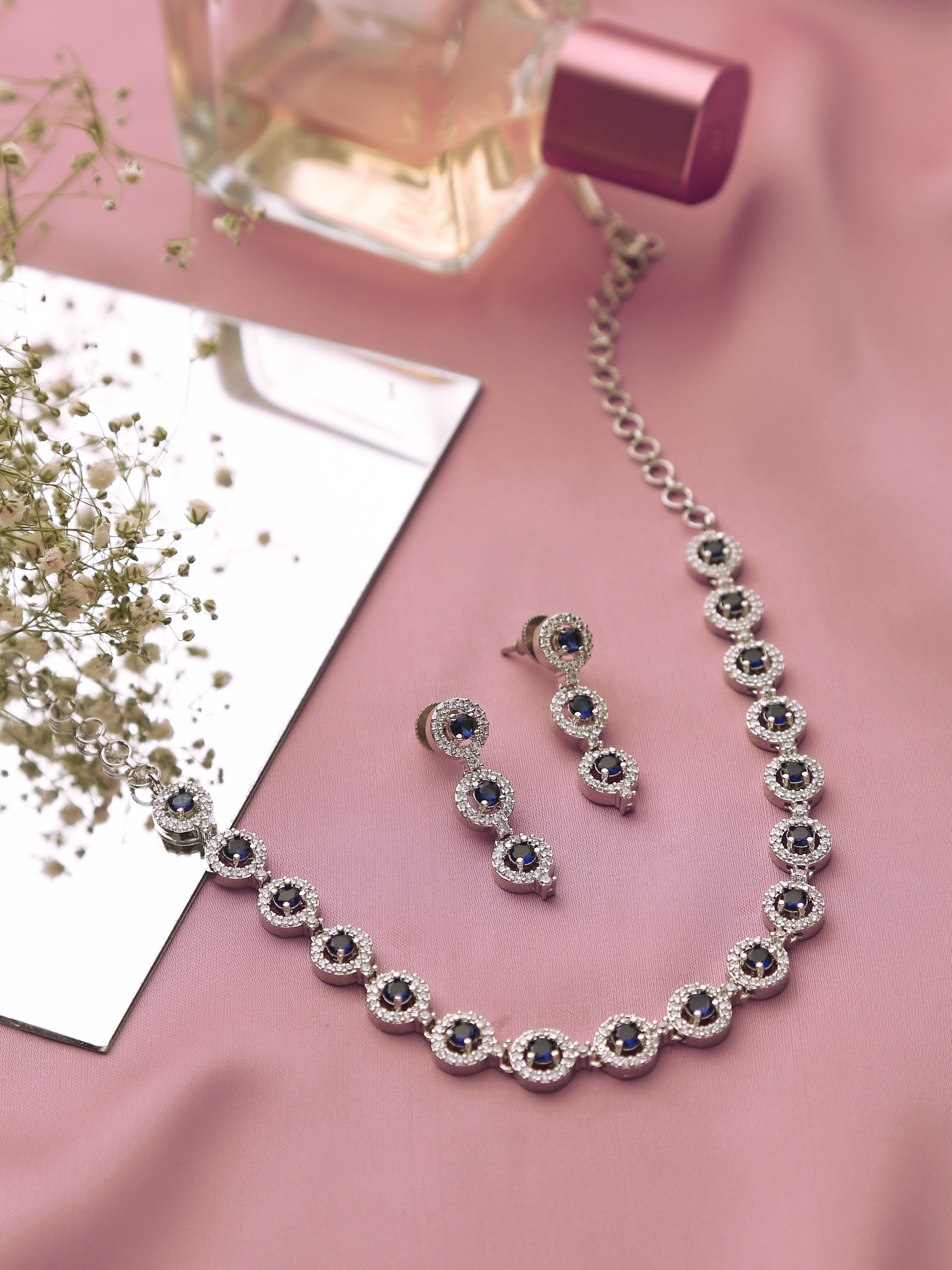 Klissaa Necklaces Melisa Blue Crystals Necklace Set