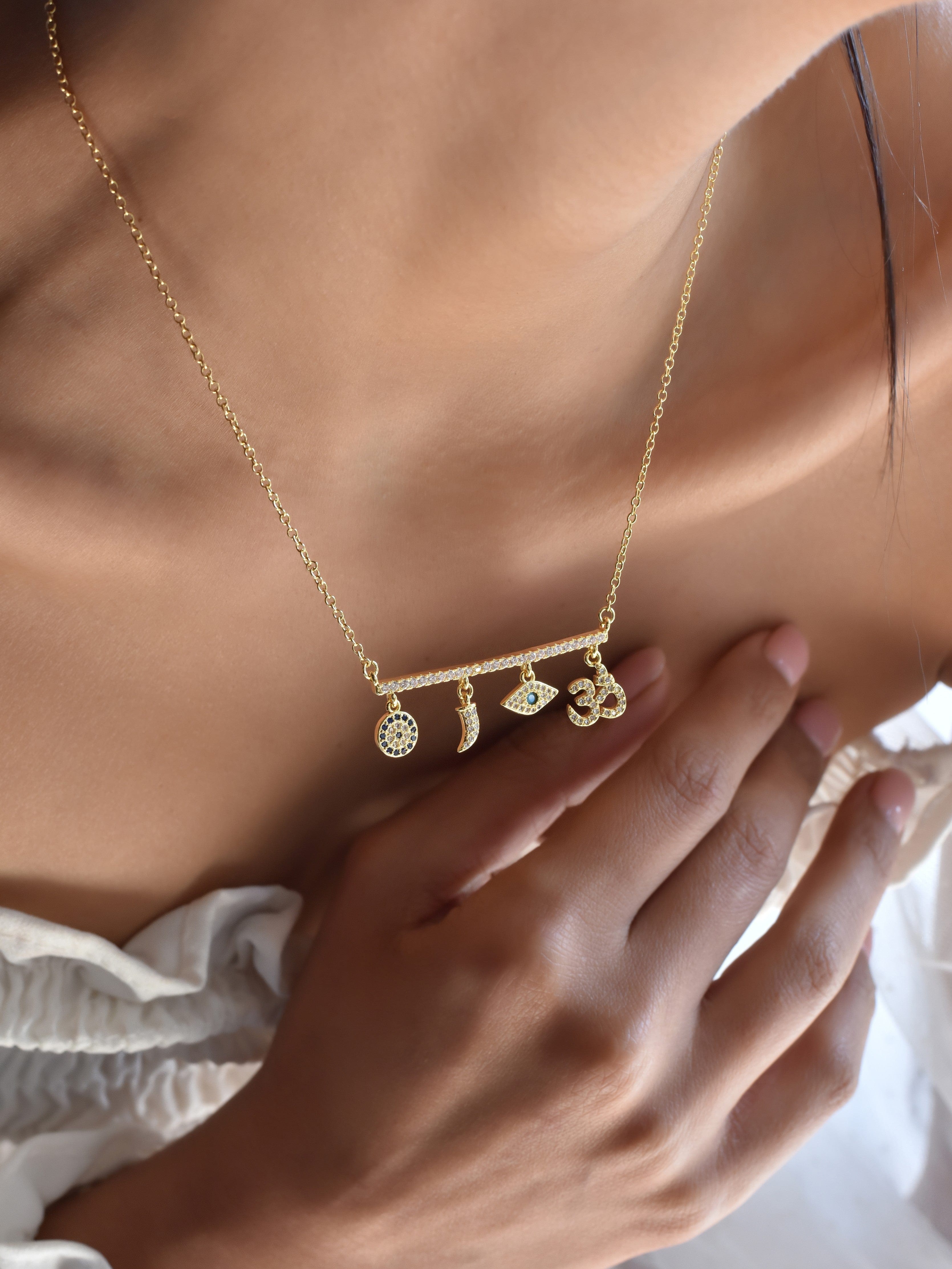 Klissaa Necklaces OM Nazar Charm Necklace
