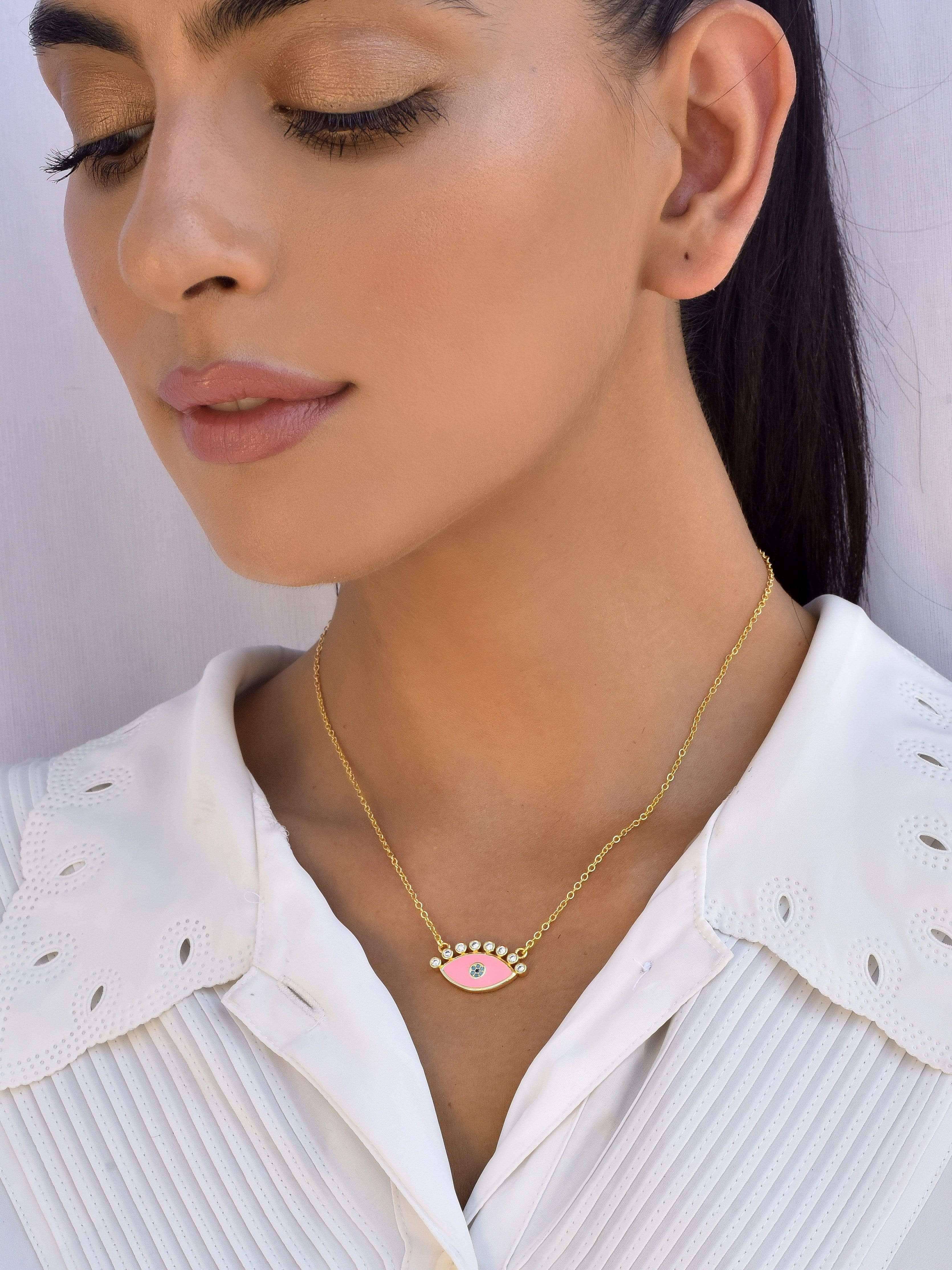 Klissaa Necklaces Pink Evil Eye Necklace
