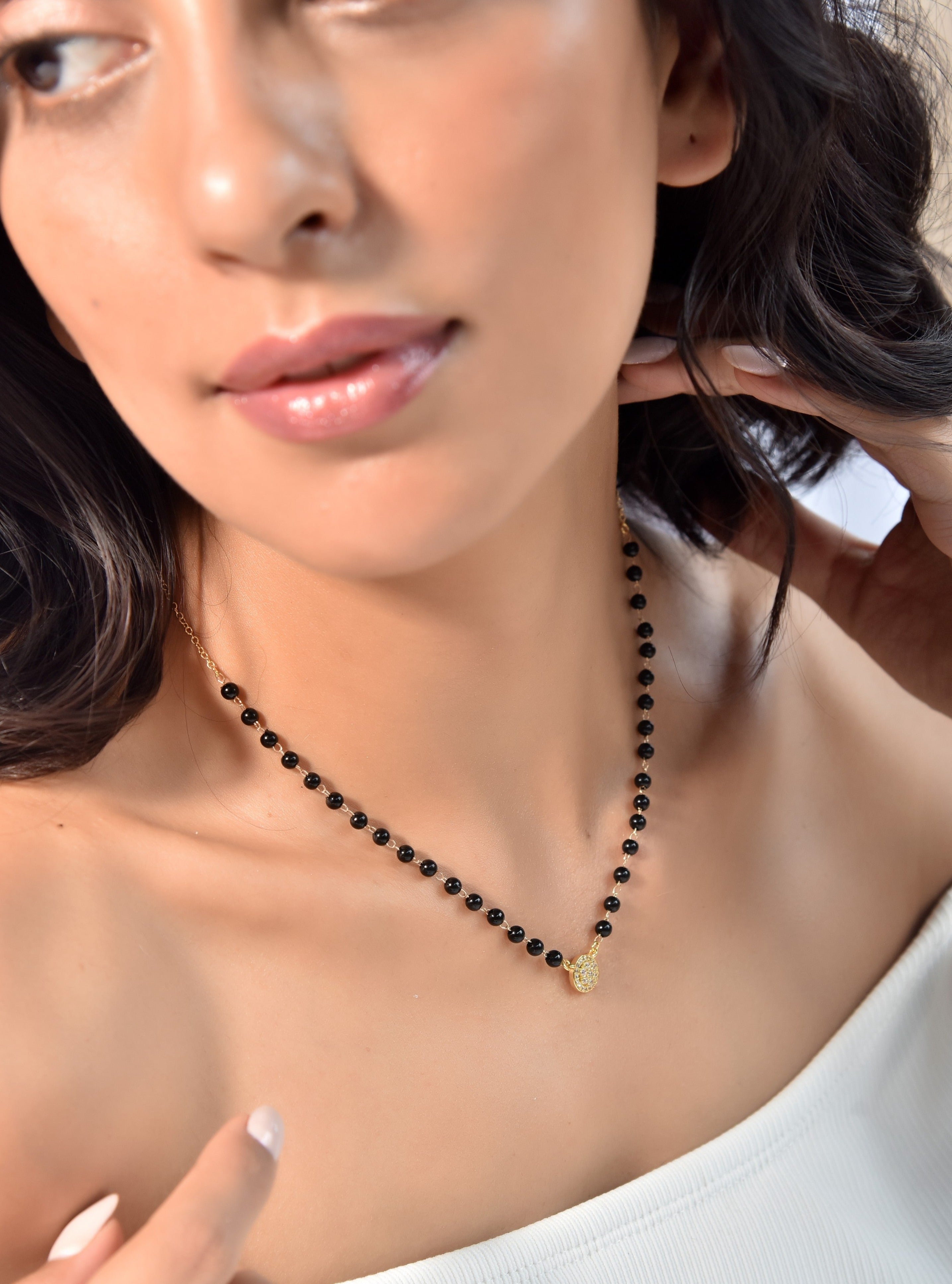Klissaa Necklaces Statement CZ Mangal Sutra Necklace