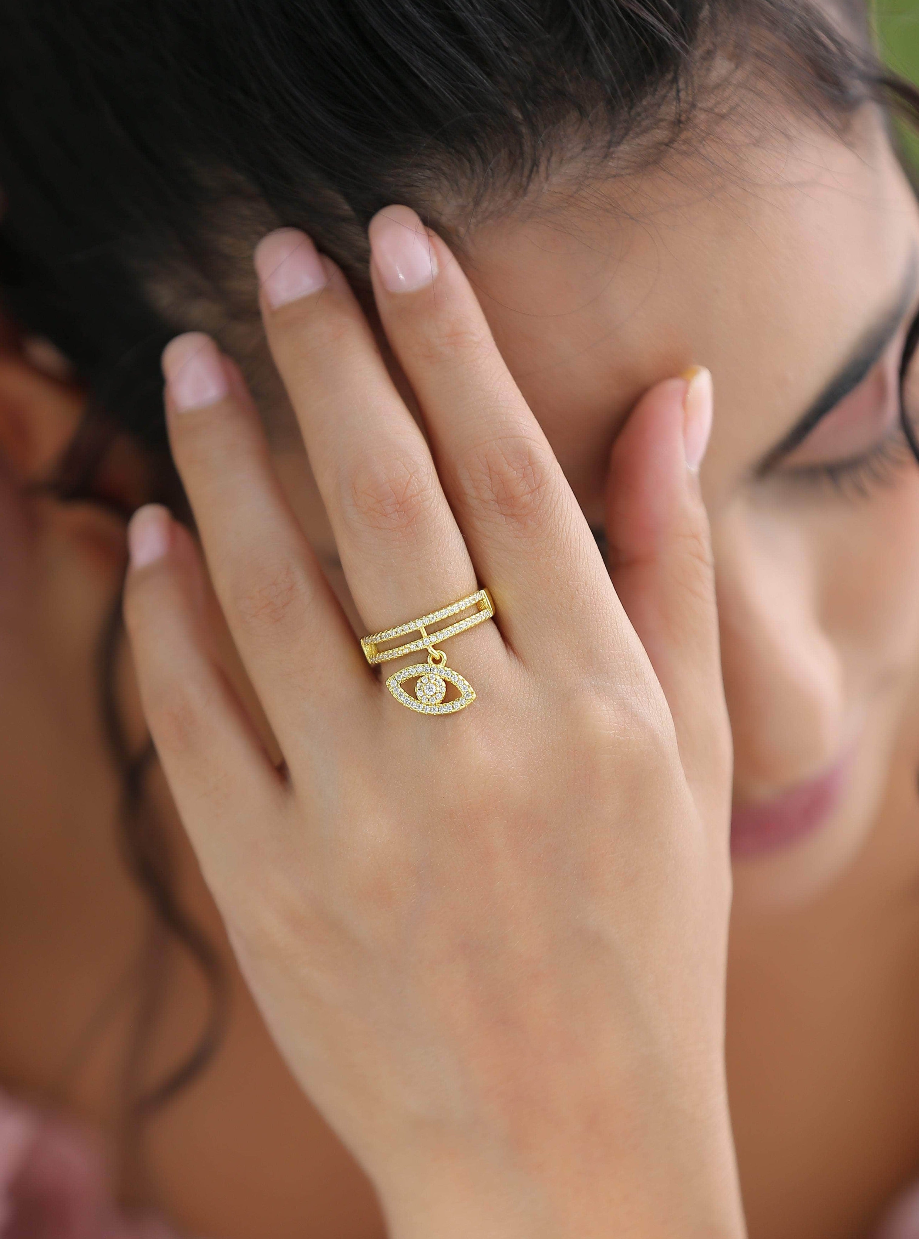 Klissaa Rings Evil Eye Drop Ring By Klissaa