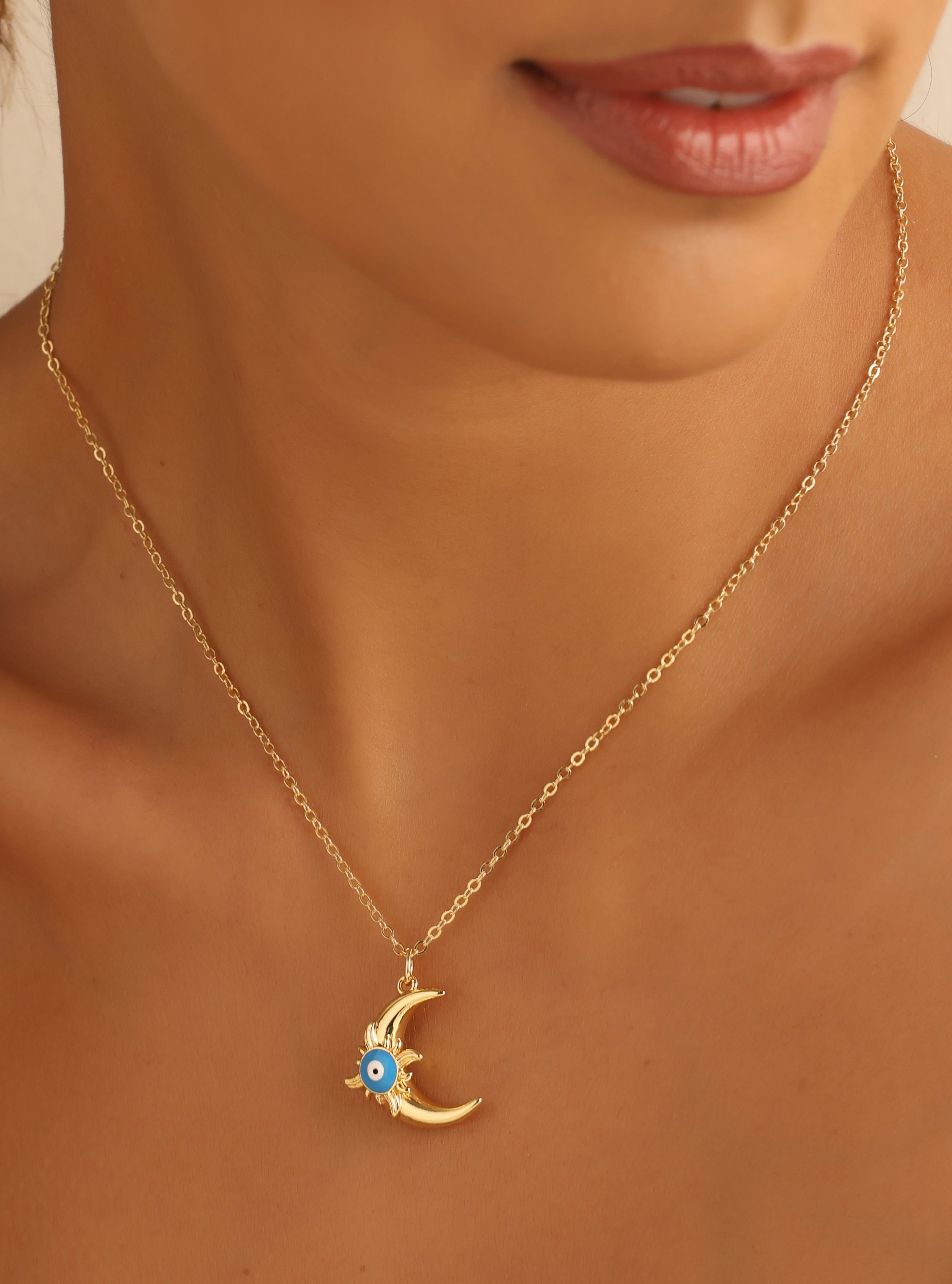 Sun & Moon Evil Eye Necklace