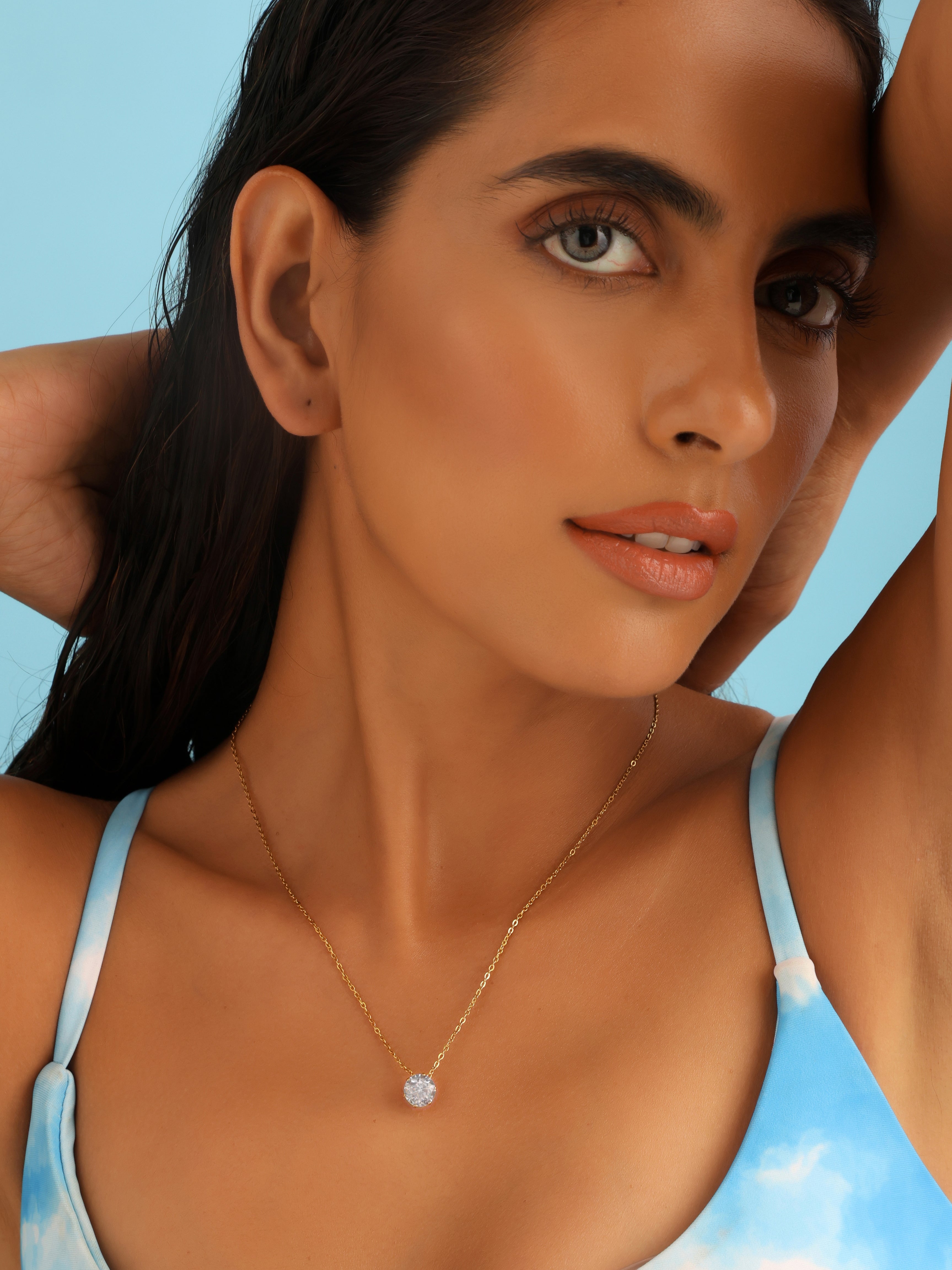 Floating Solitaire Waterproof Necklace