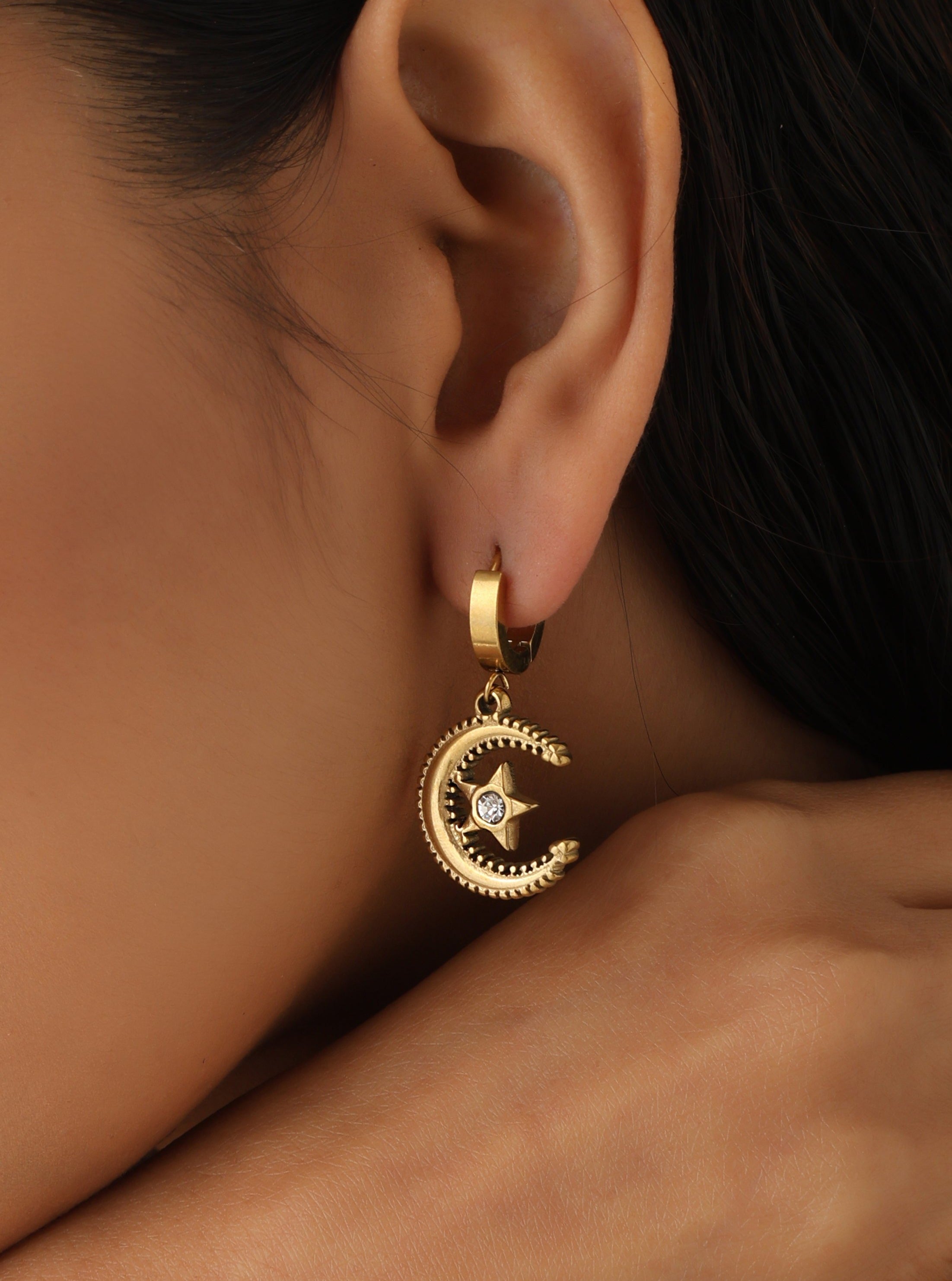 Zooni Moon & Star Earrings