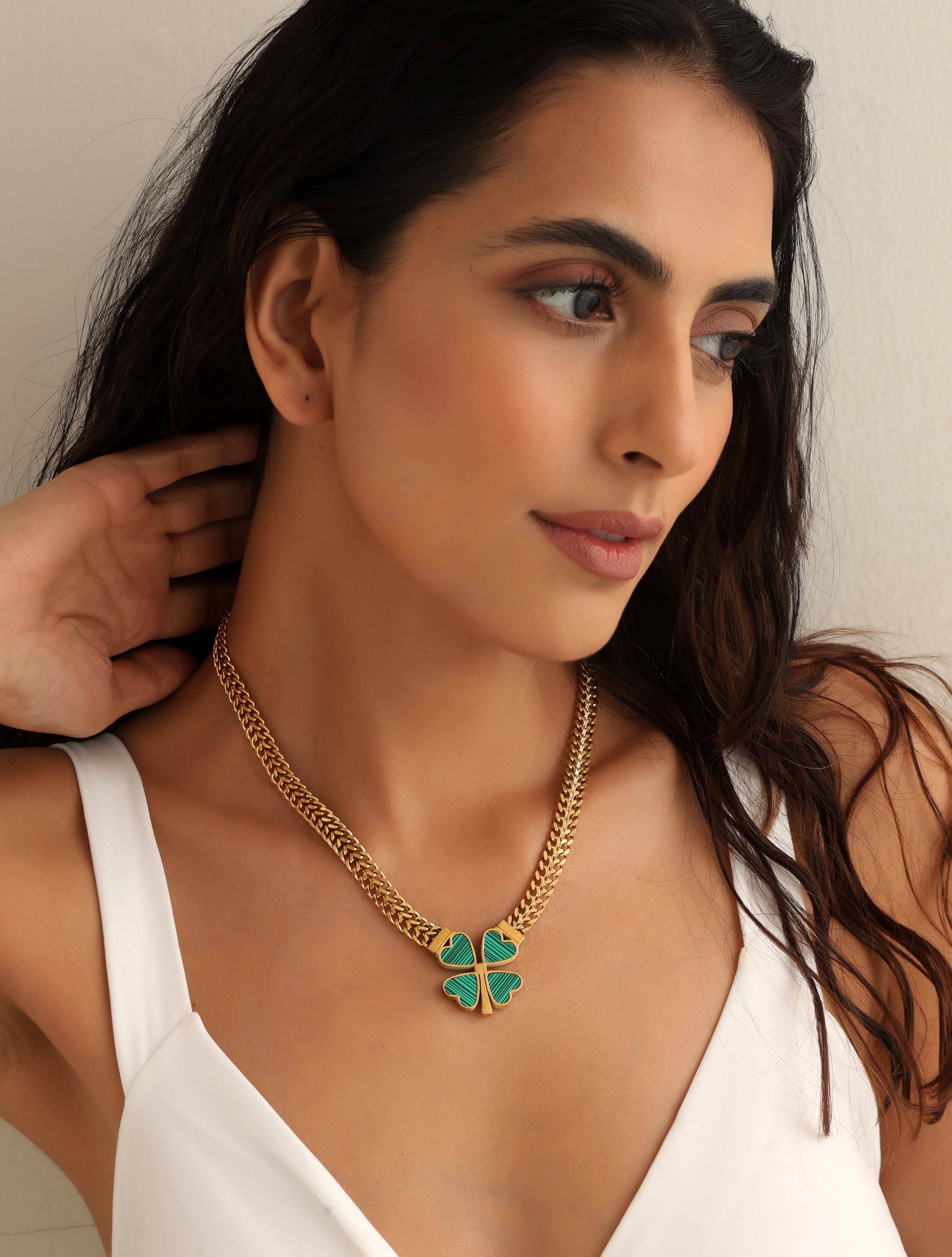 Santorini Green Clover Necklace