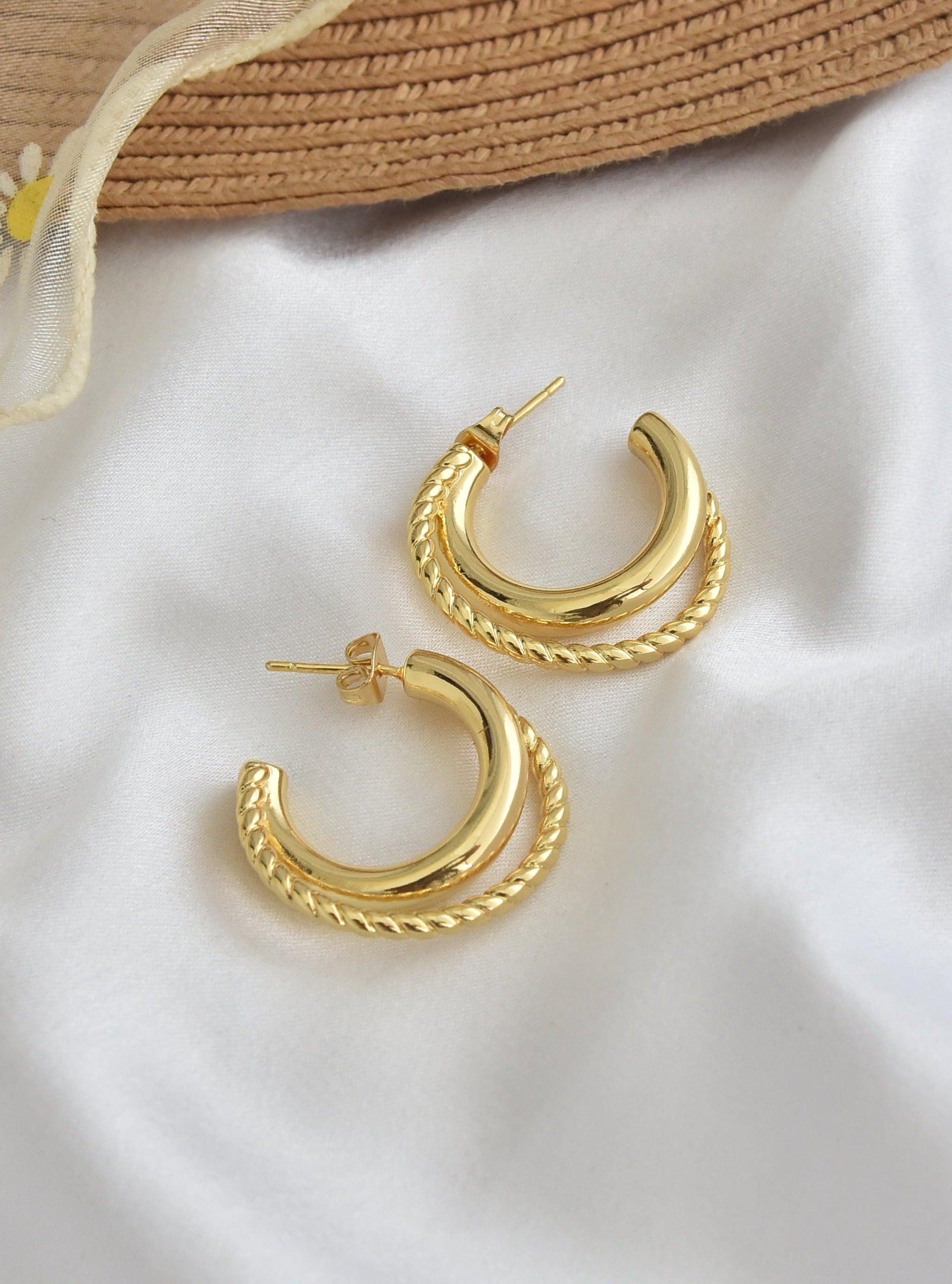 Twin Cross Statement Hoop Earrings