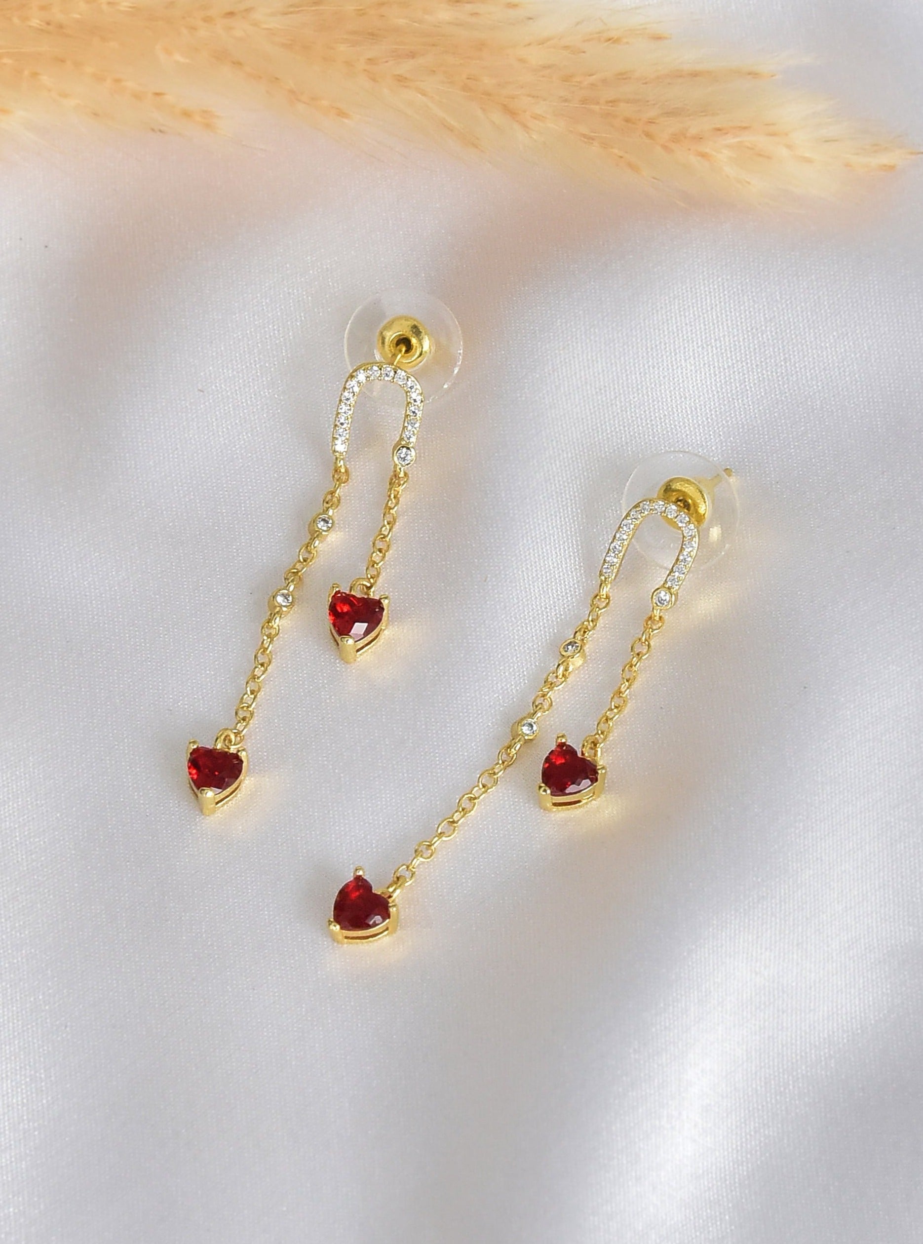 Cecily Red Hearts Earrings