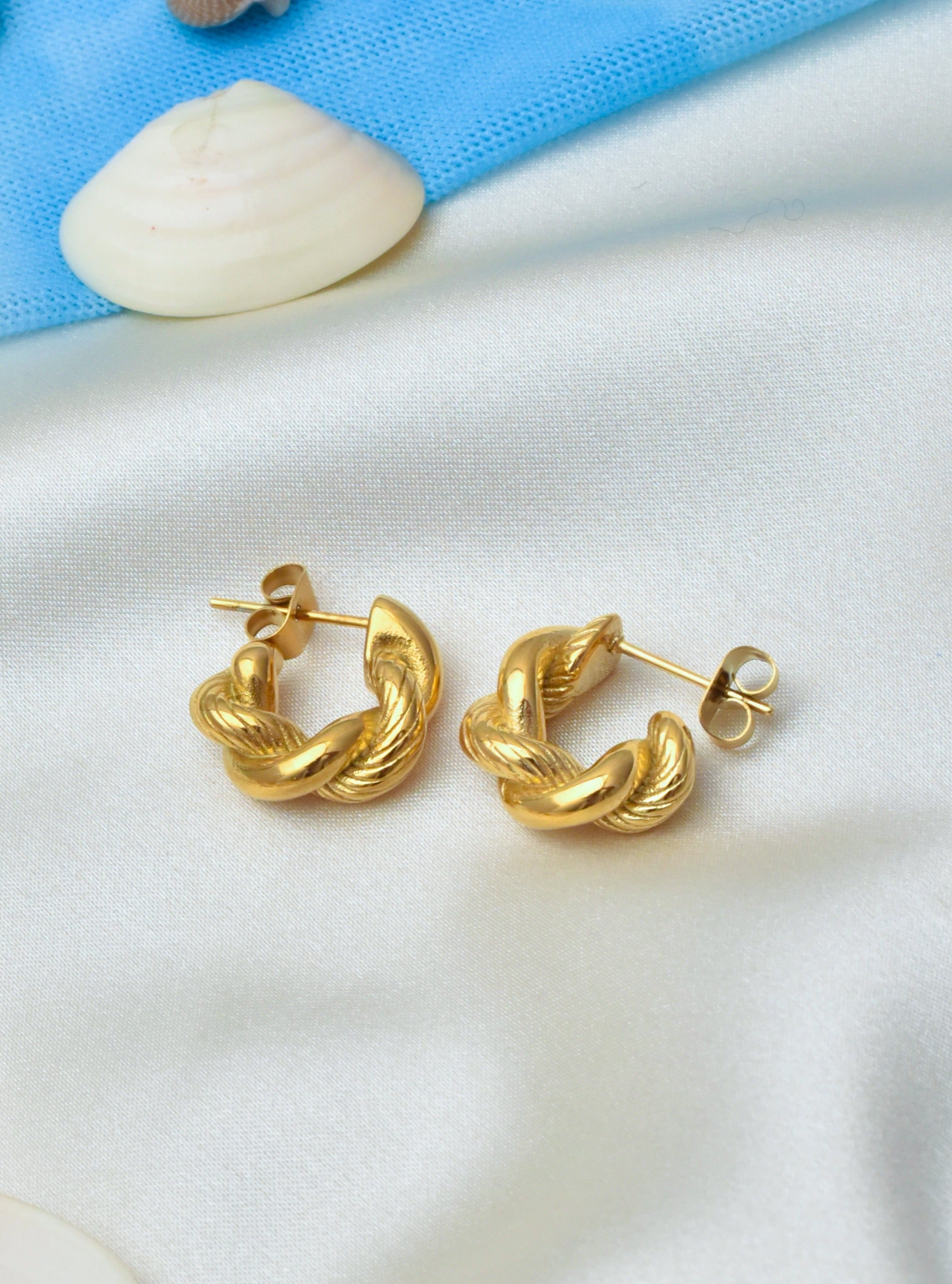 Chunky Twisted Croissant Hoop Earrings