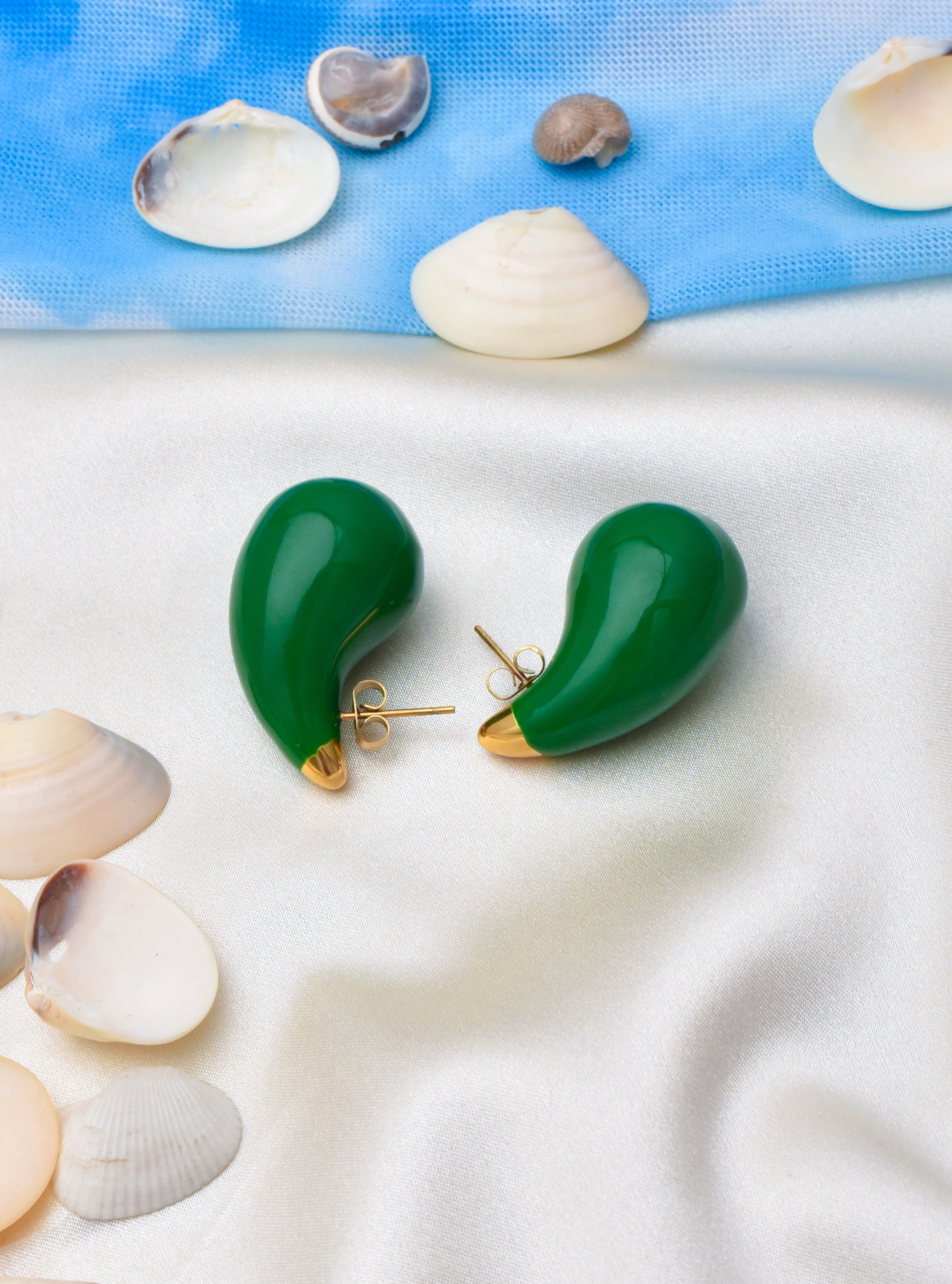 Green Dew Drop Earrings