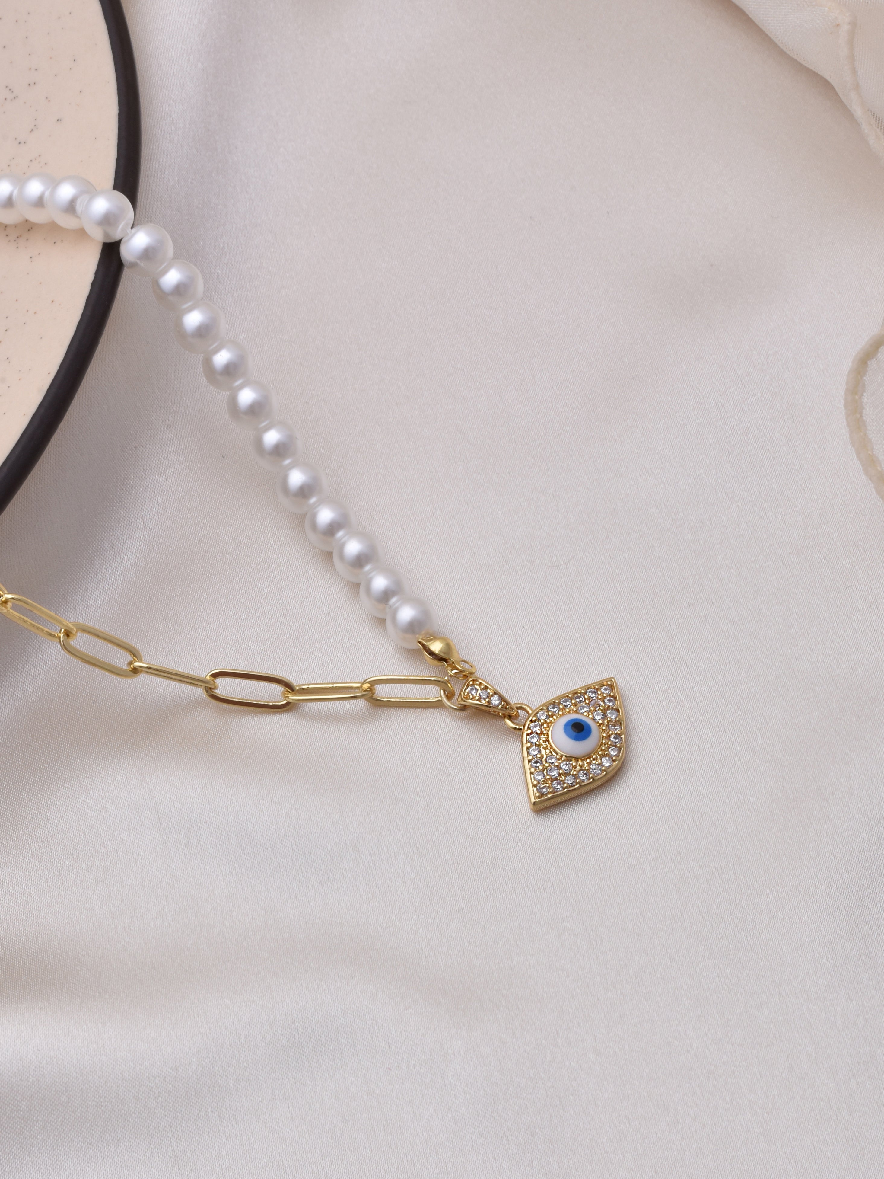 Bold & Beautiful Pearl Evil Eye Necklace