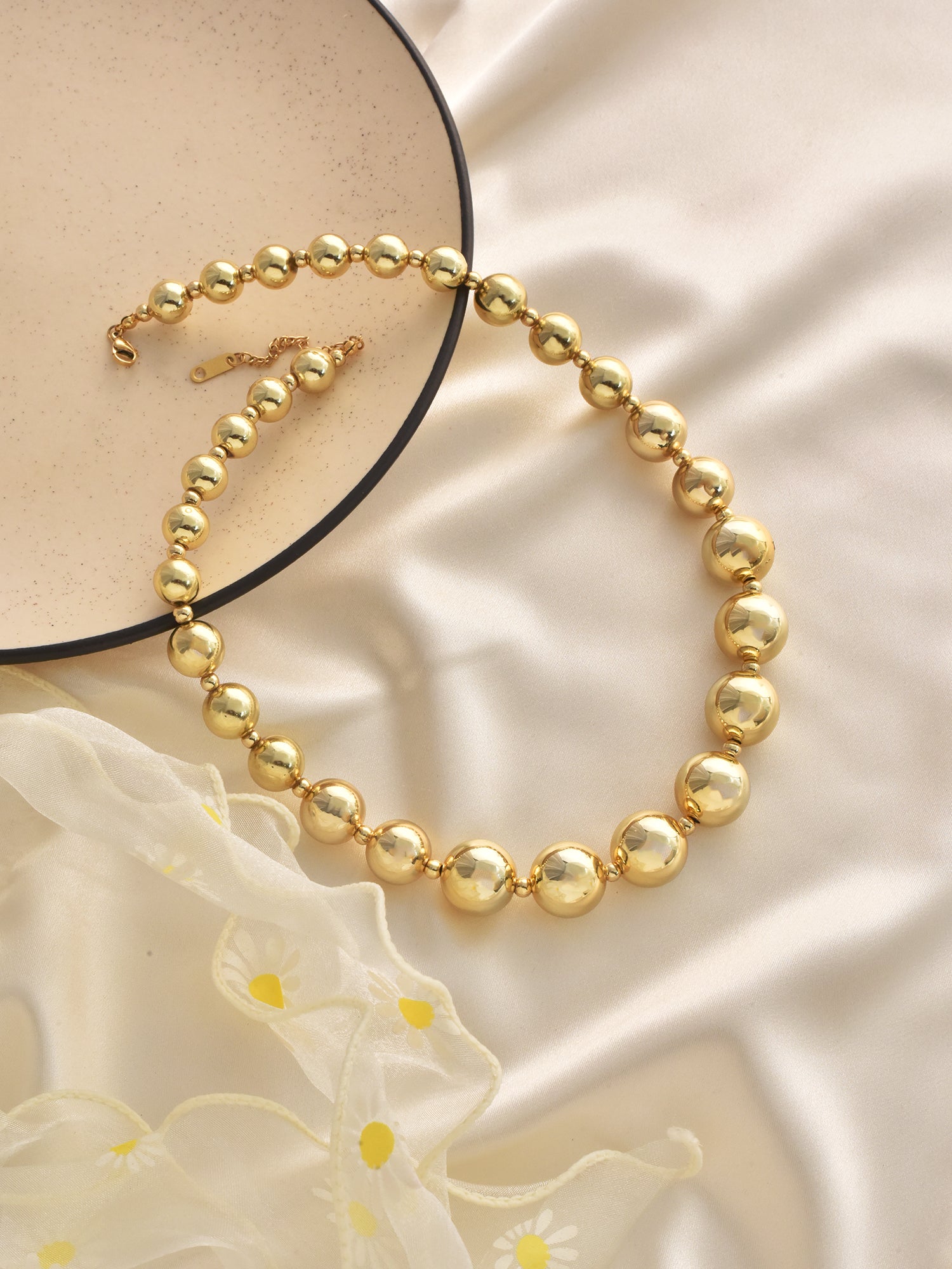 Waterproof Gold Ball Beaded Necklace
