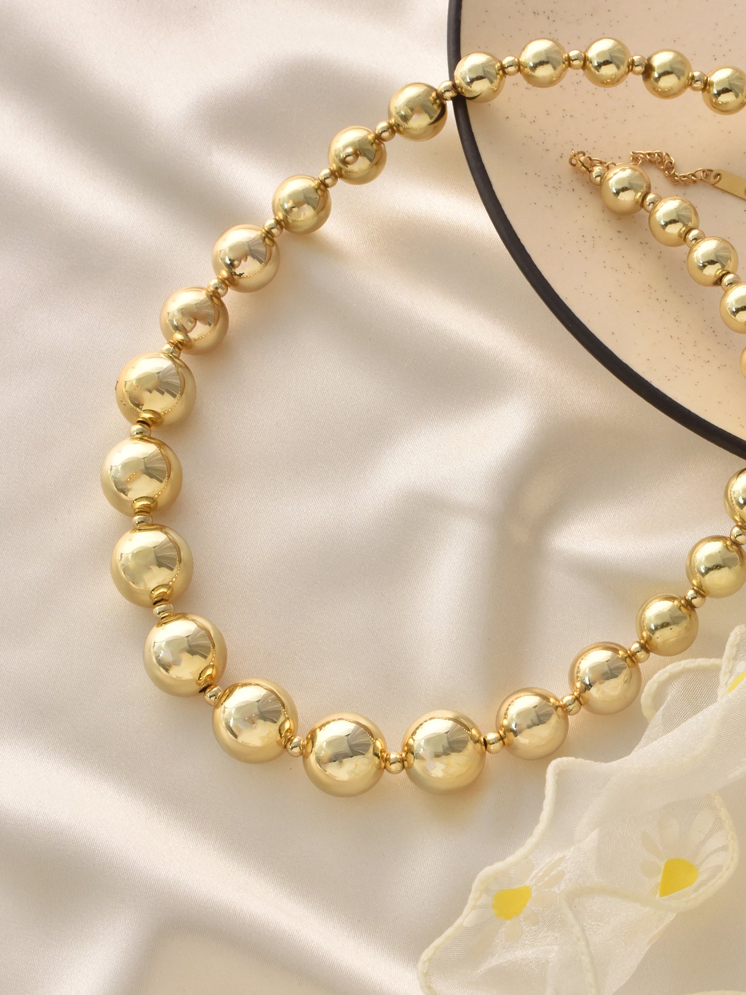 Waterproof Gold Ball Beaded Necklace