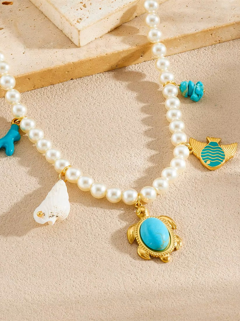 Pearl Turquoise Beach Necklace