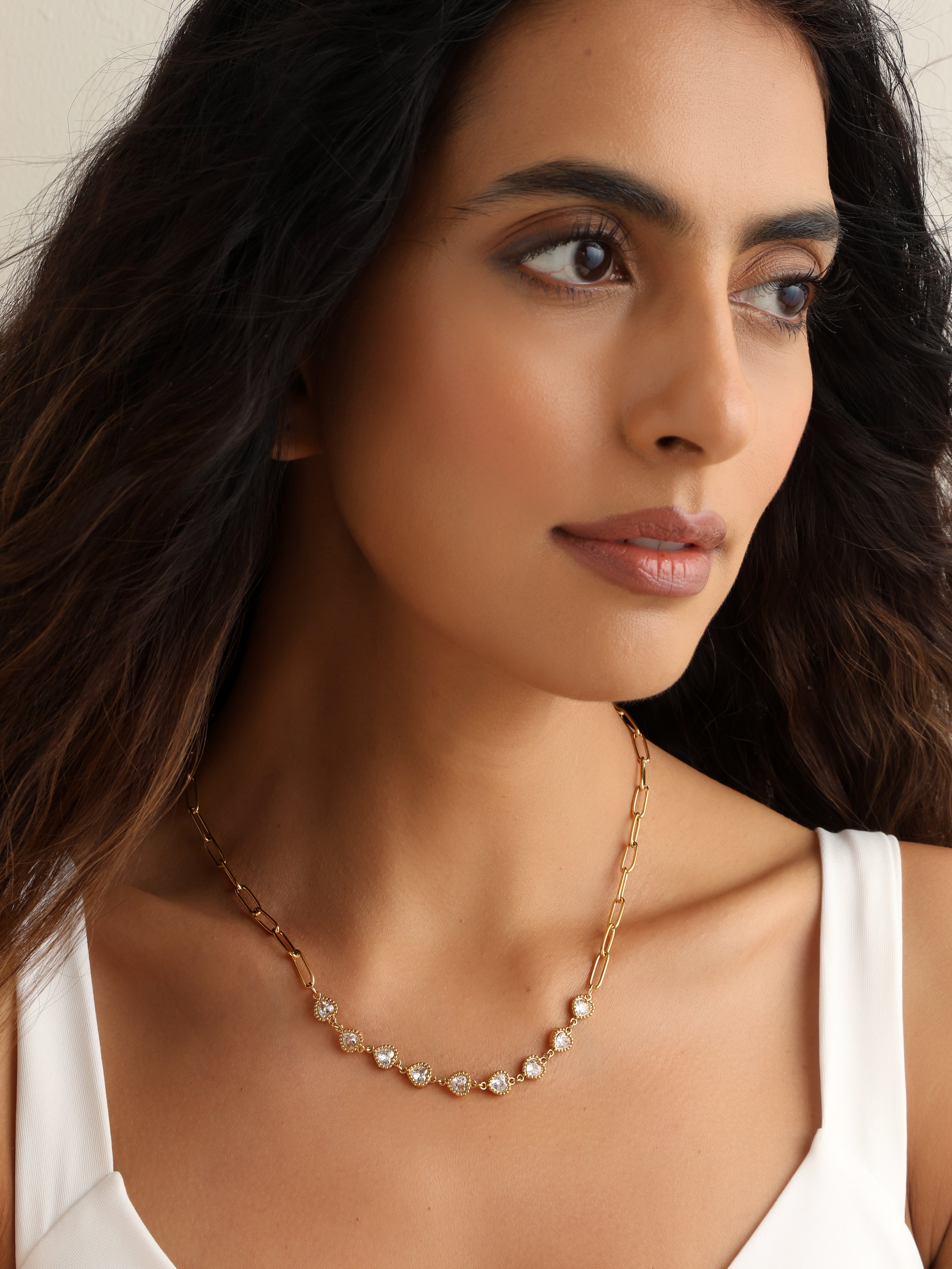 Elfie Diamond Hearts Necklace
