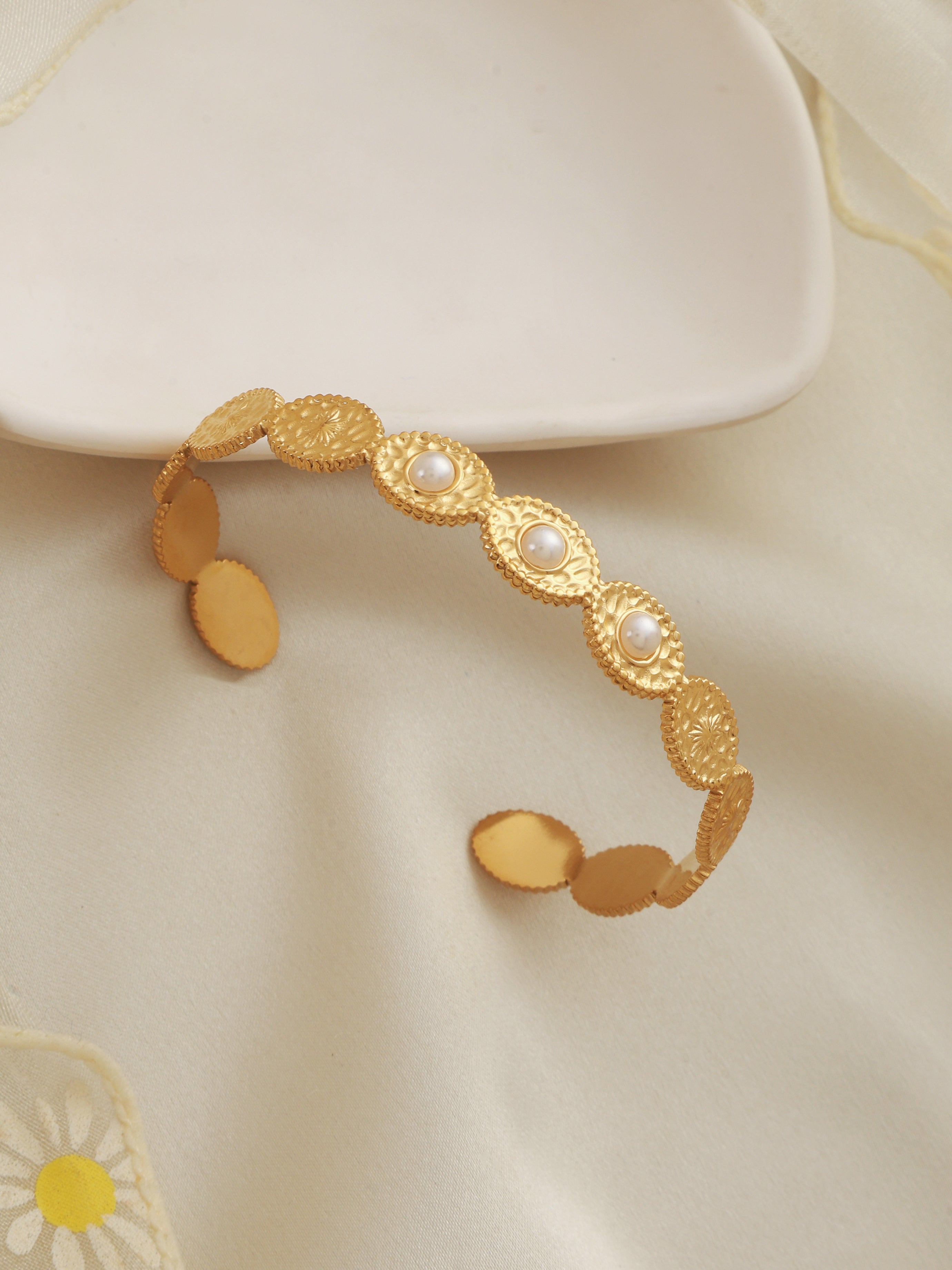 Sunshine Pearl Cuff Bangle