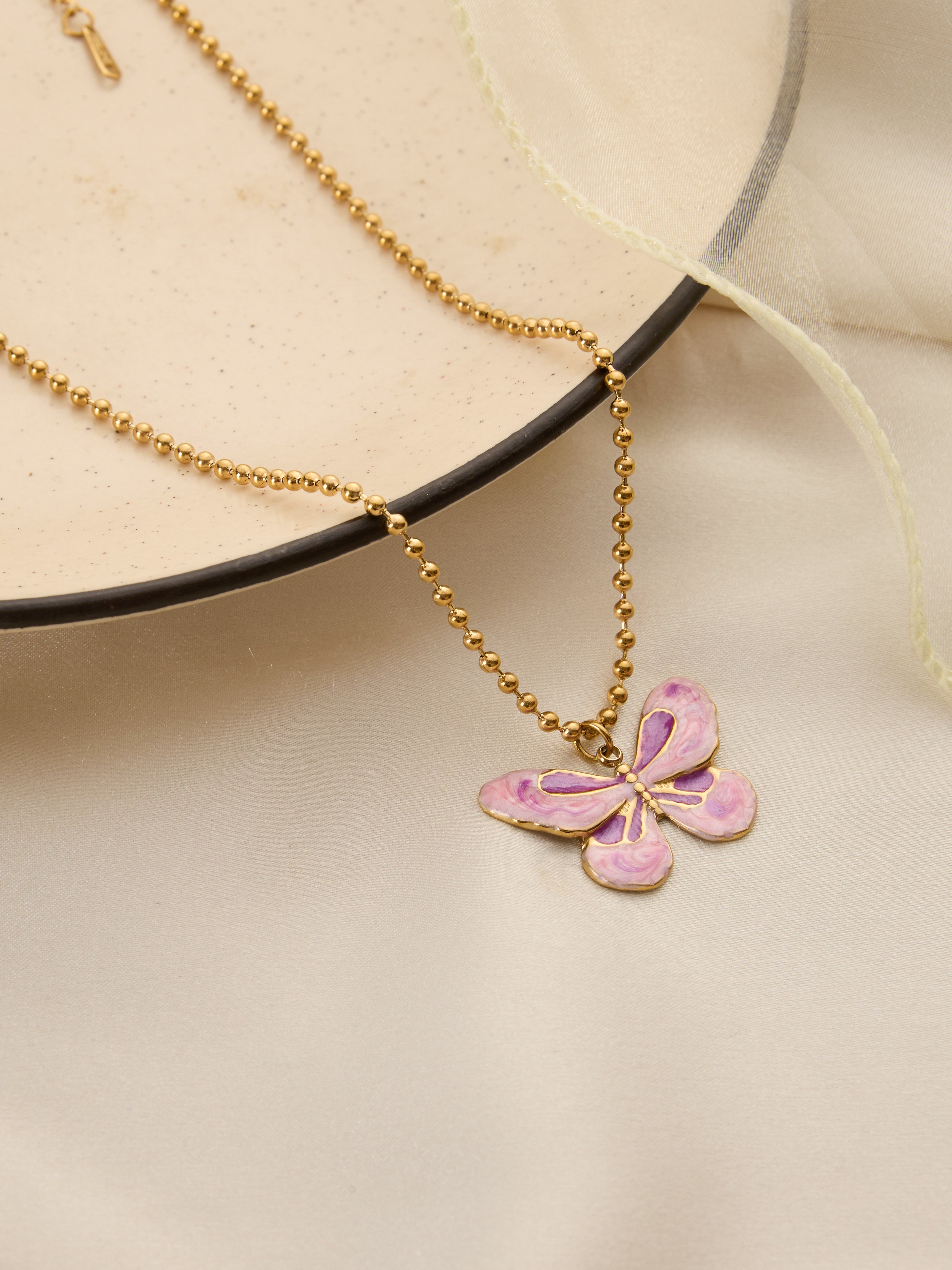 Pink Butterfly Necklace