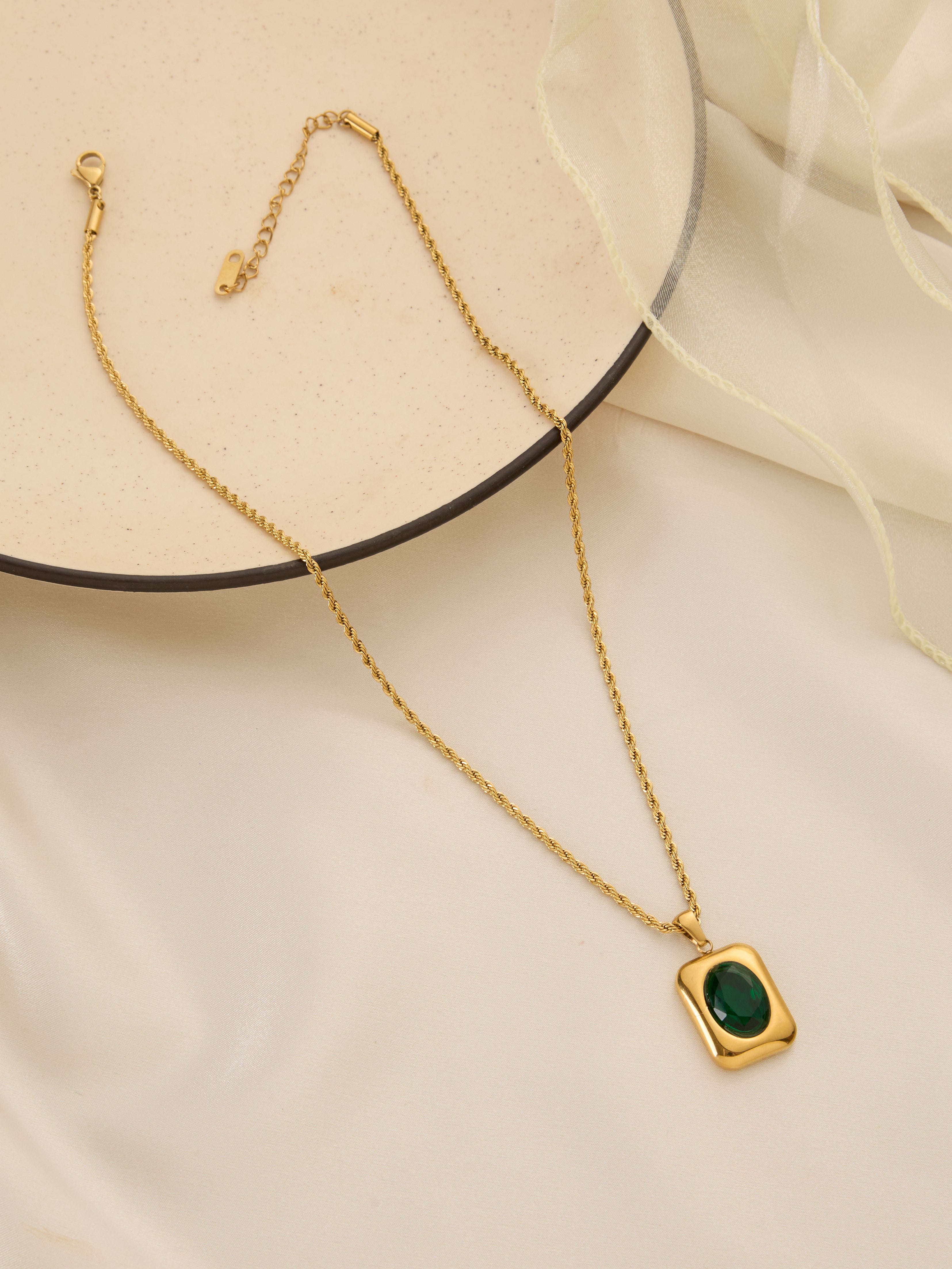 Klissaa Large Emerald Necklace