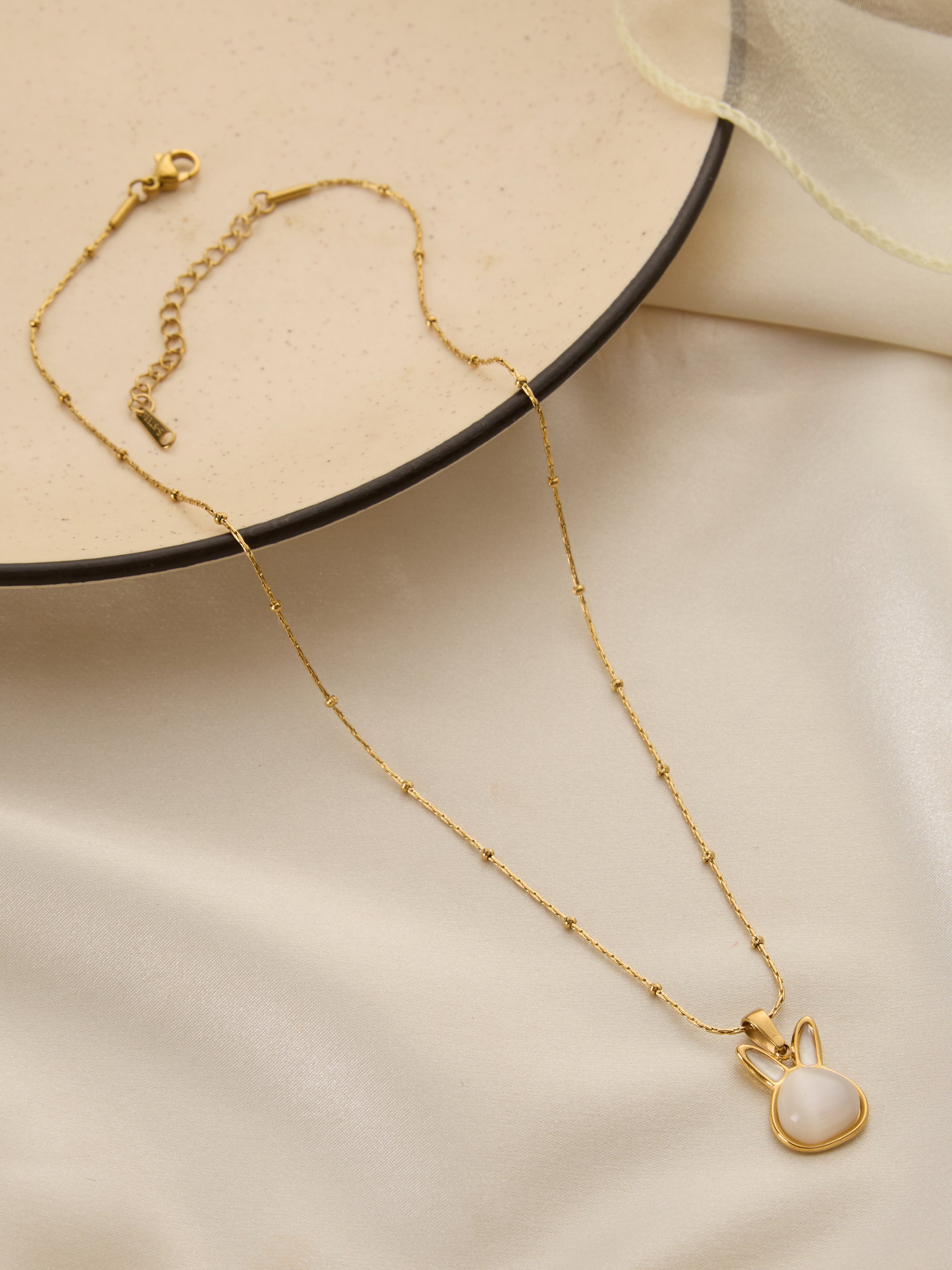 Natural Stone Bunny Necklace