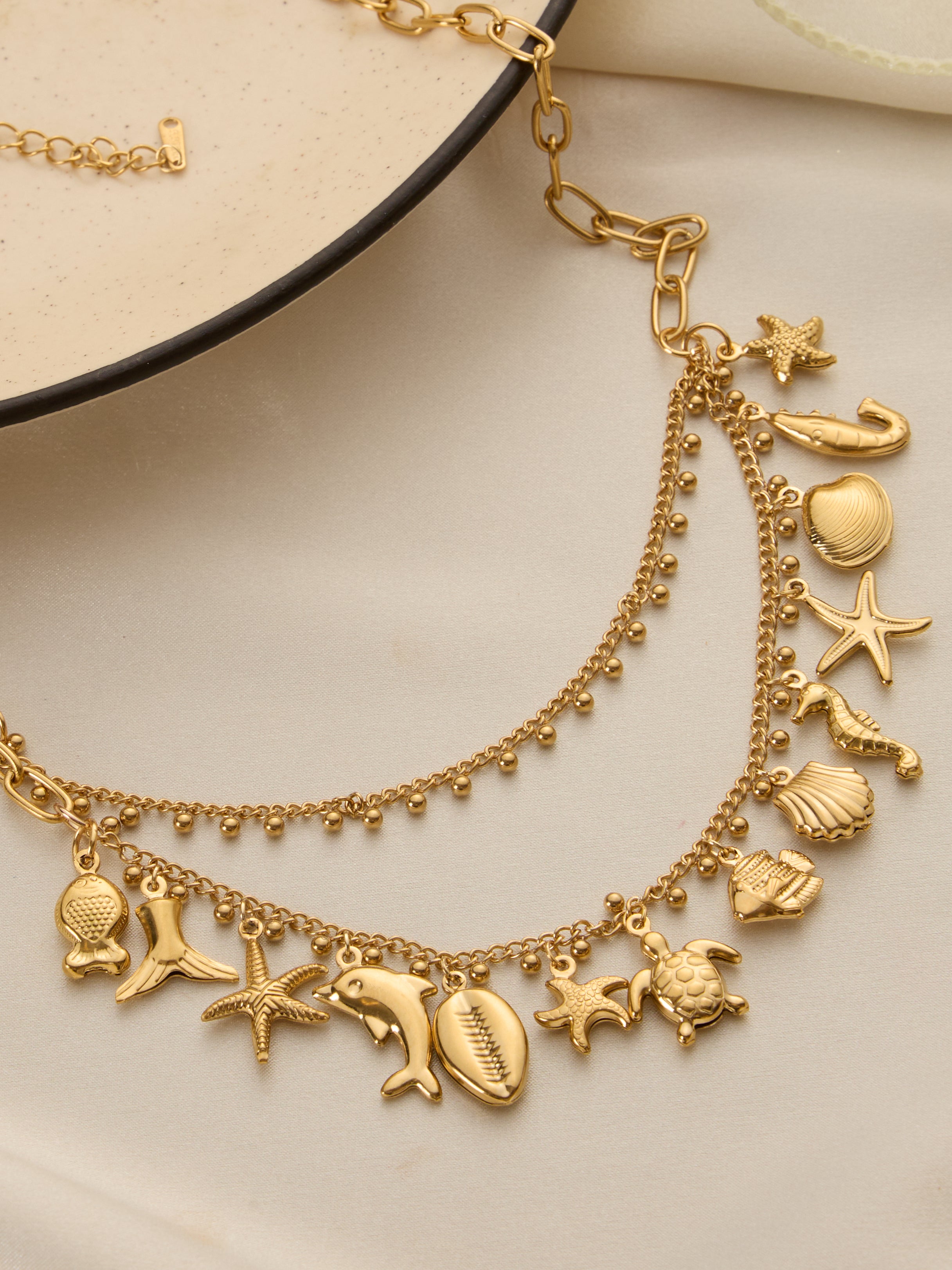 Ocean Whisper Charms Layered Necklace