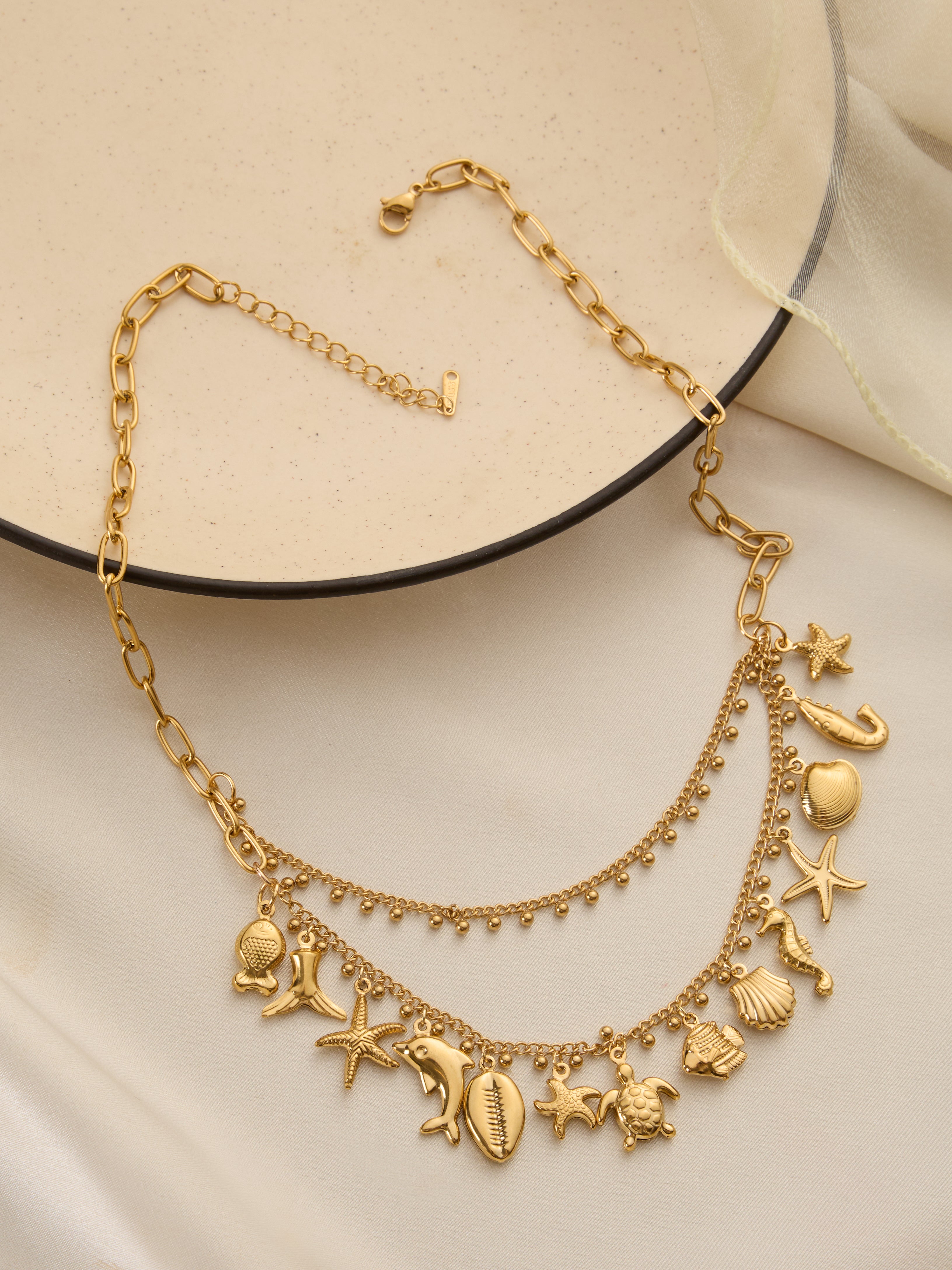 Ocean Whisper Charms Layered Necklace