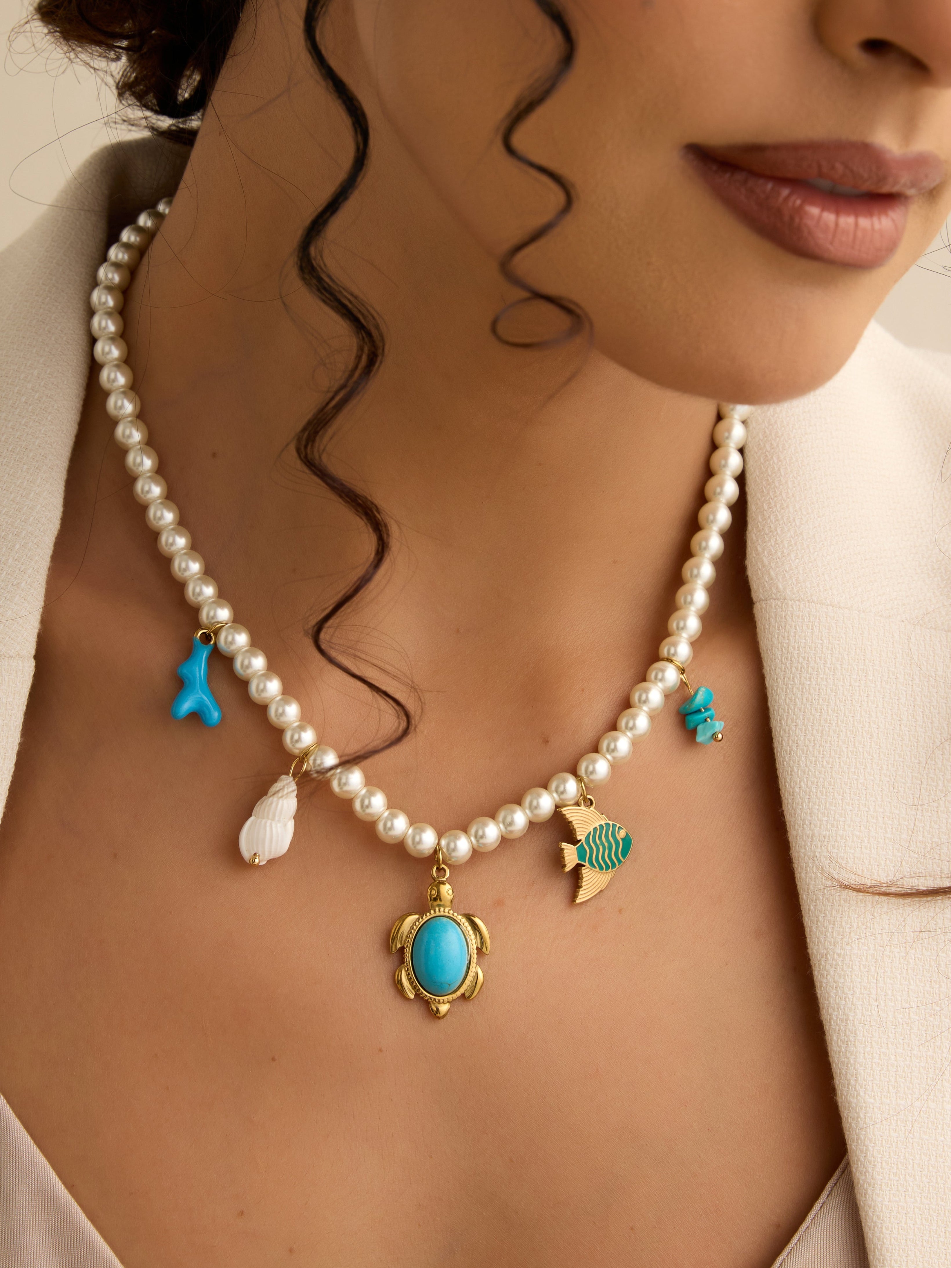 Tropical Turquoise Pearl Necklace