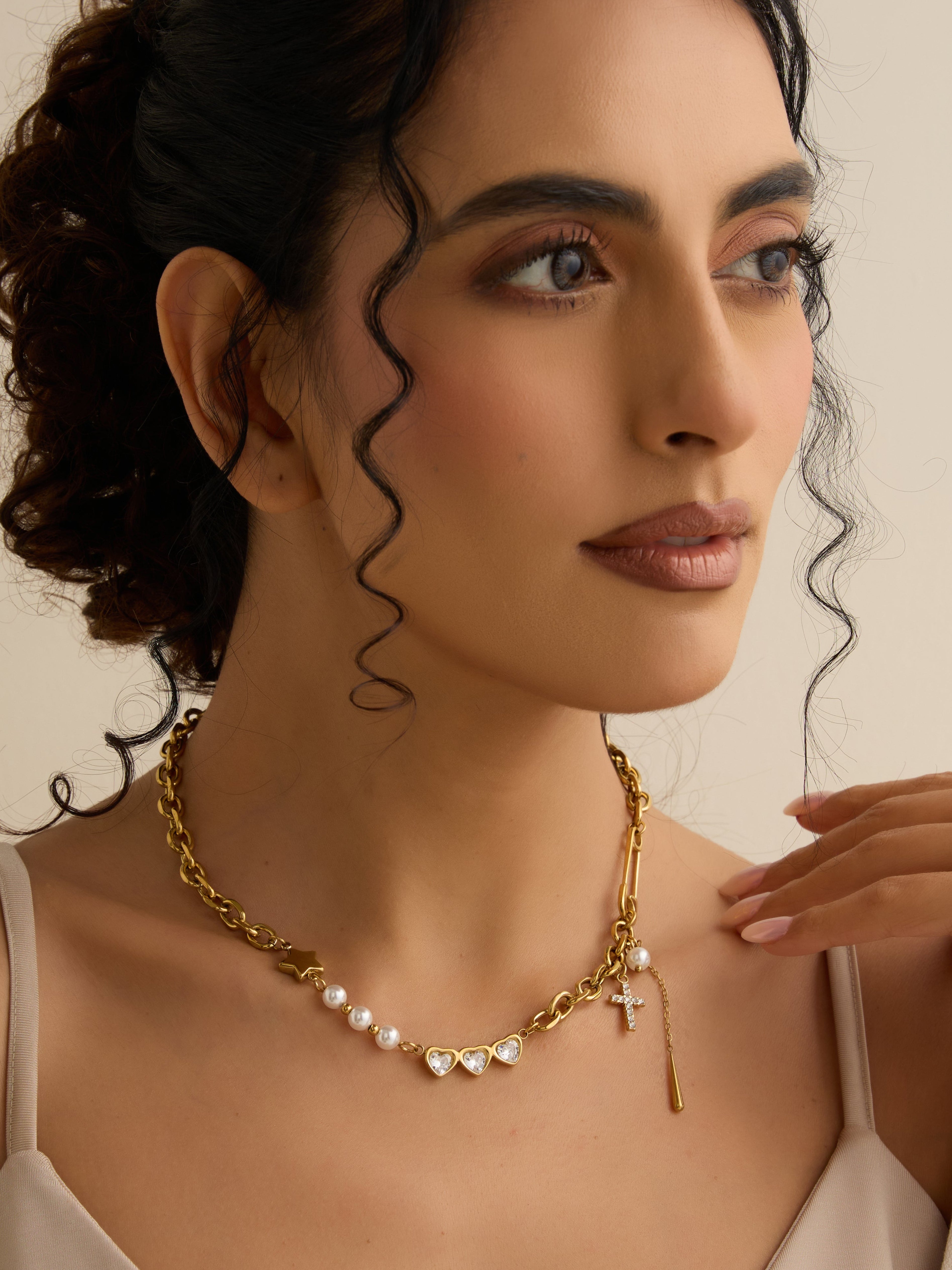 Paper Clip Cross Necklace