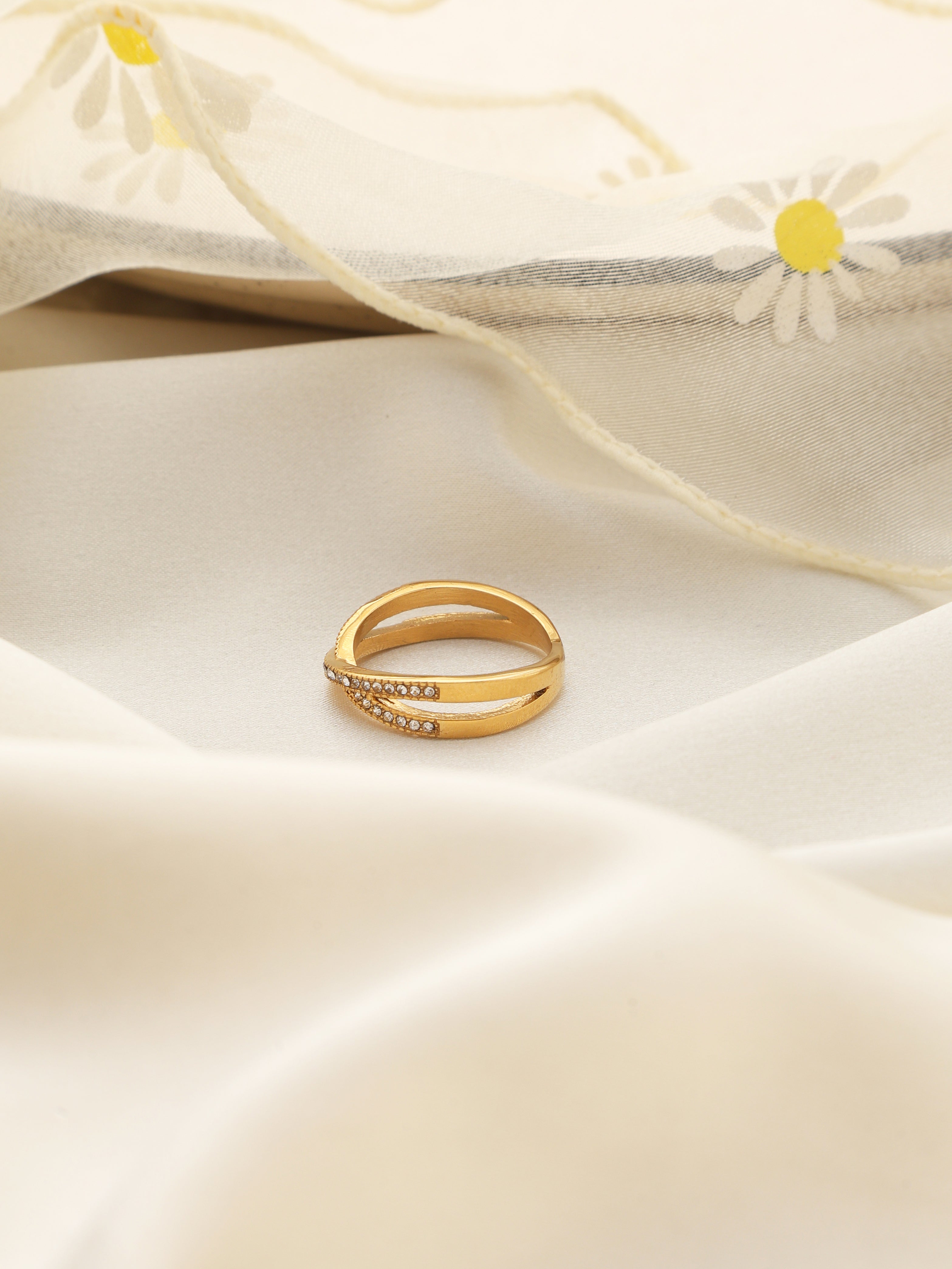Cross Diamante Ring