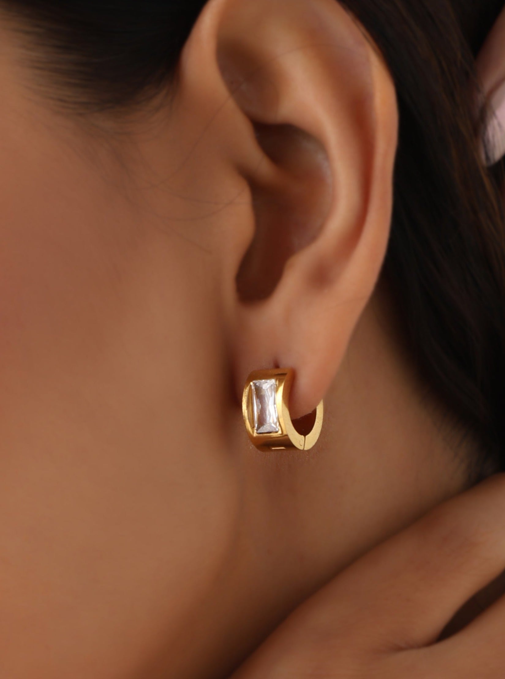 Mini Adelle Gold Huggies -II - Main Image