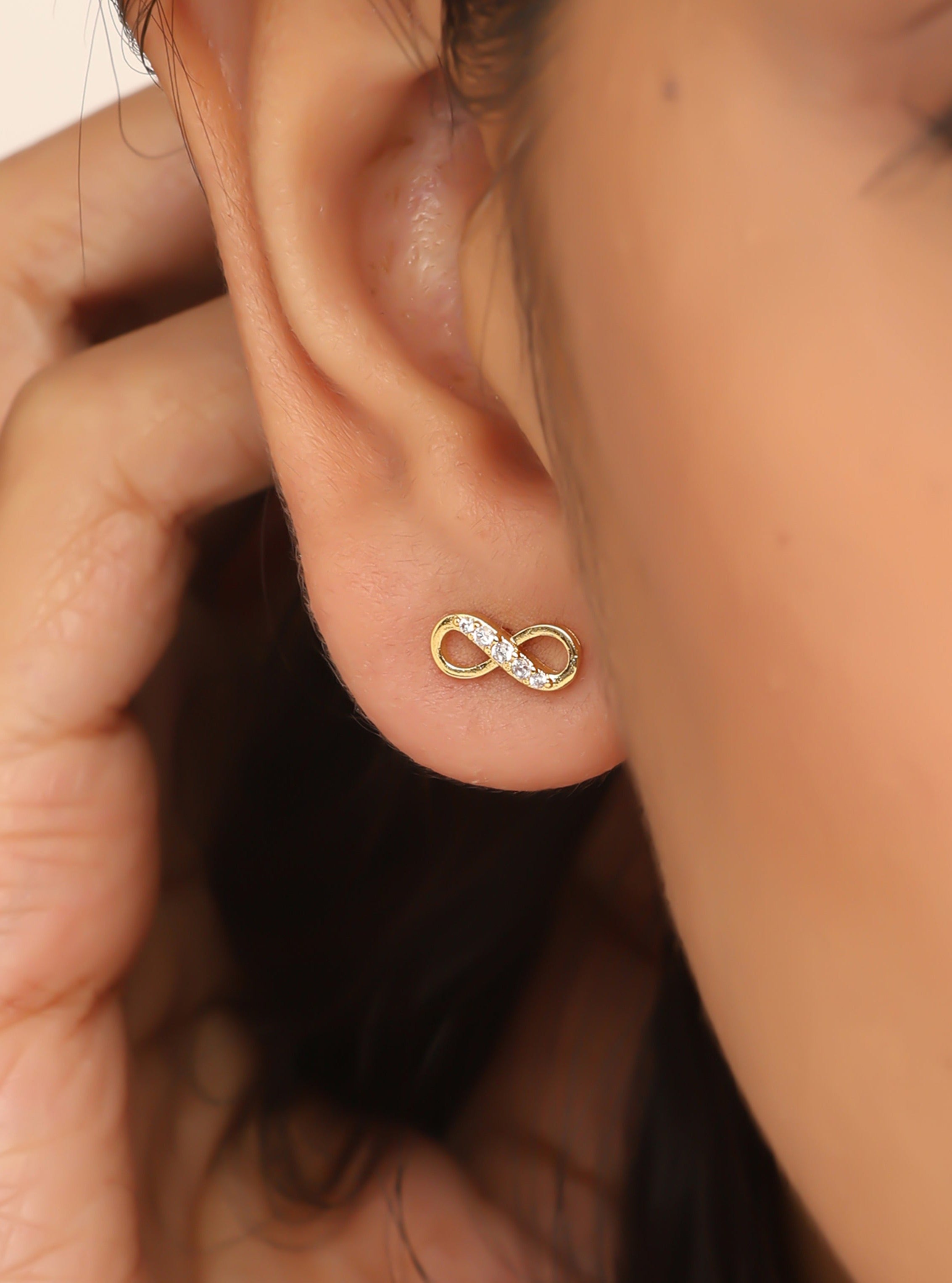 Infinity Love Gold Stud Earrings |Heart-Shaped Design | CaratLane