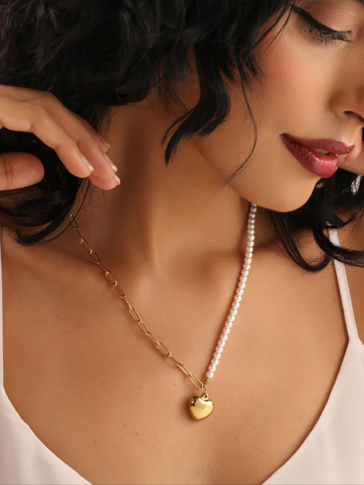 Pearls & Heart Duo Necklace