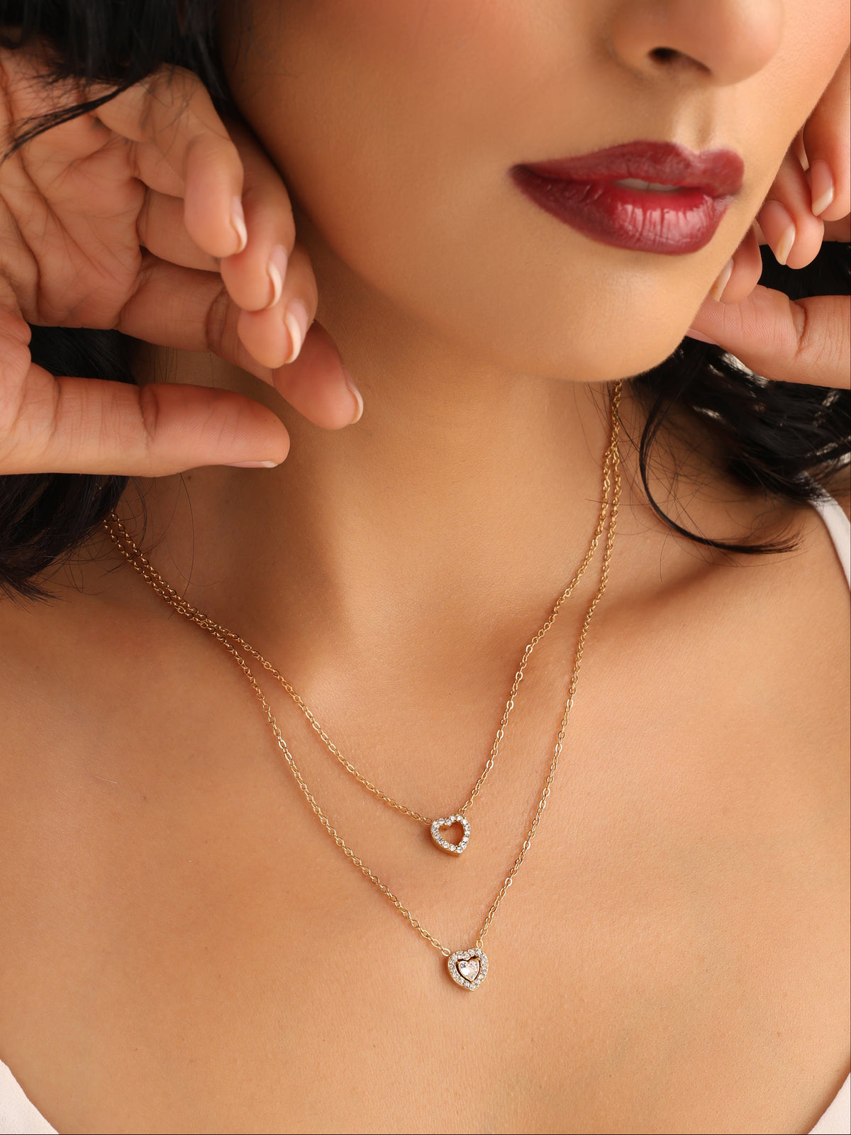 Twin Heart Layered Necklace