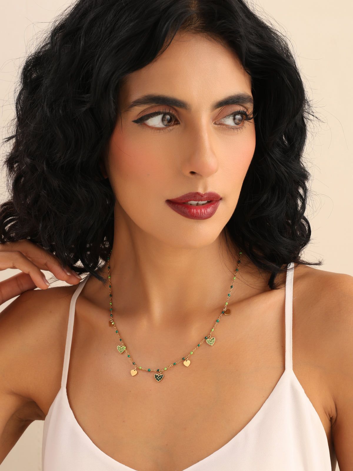 Green Hearts Necklace