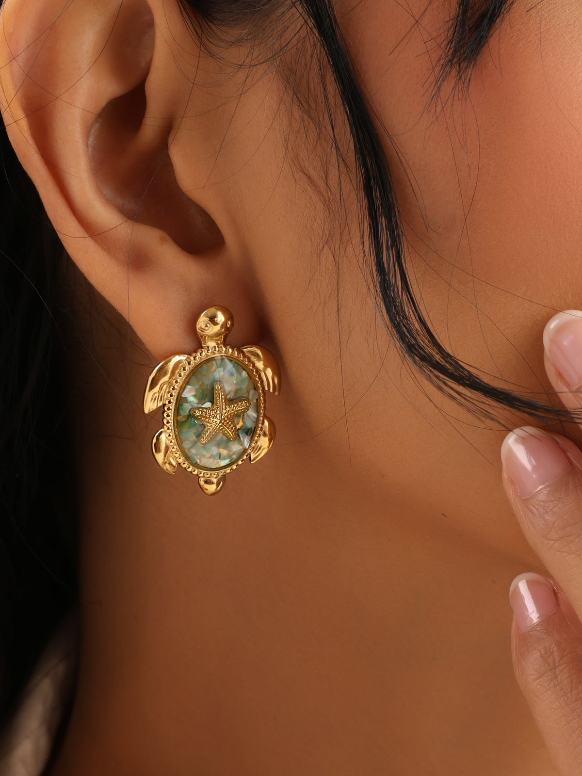 Aqua Turtle Studs-Waterproof