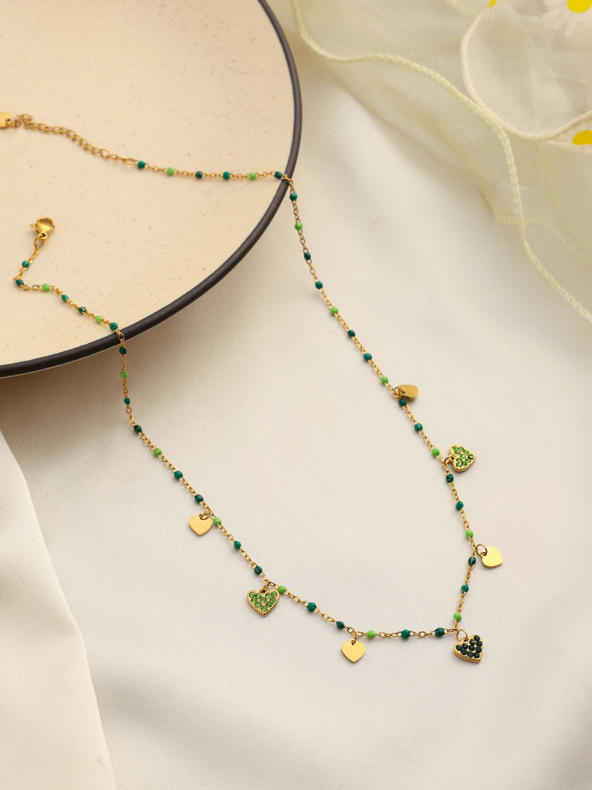 Green Hearts Necklace